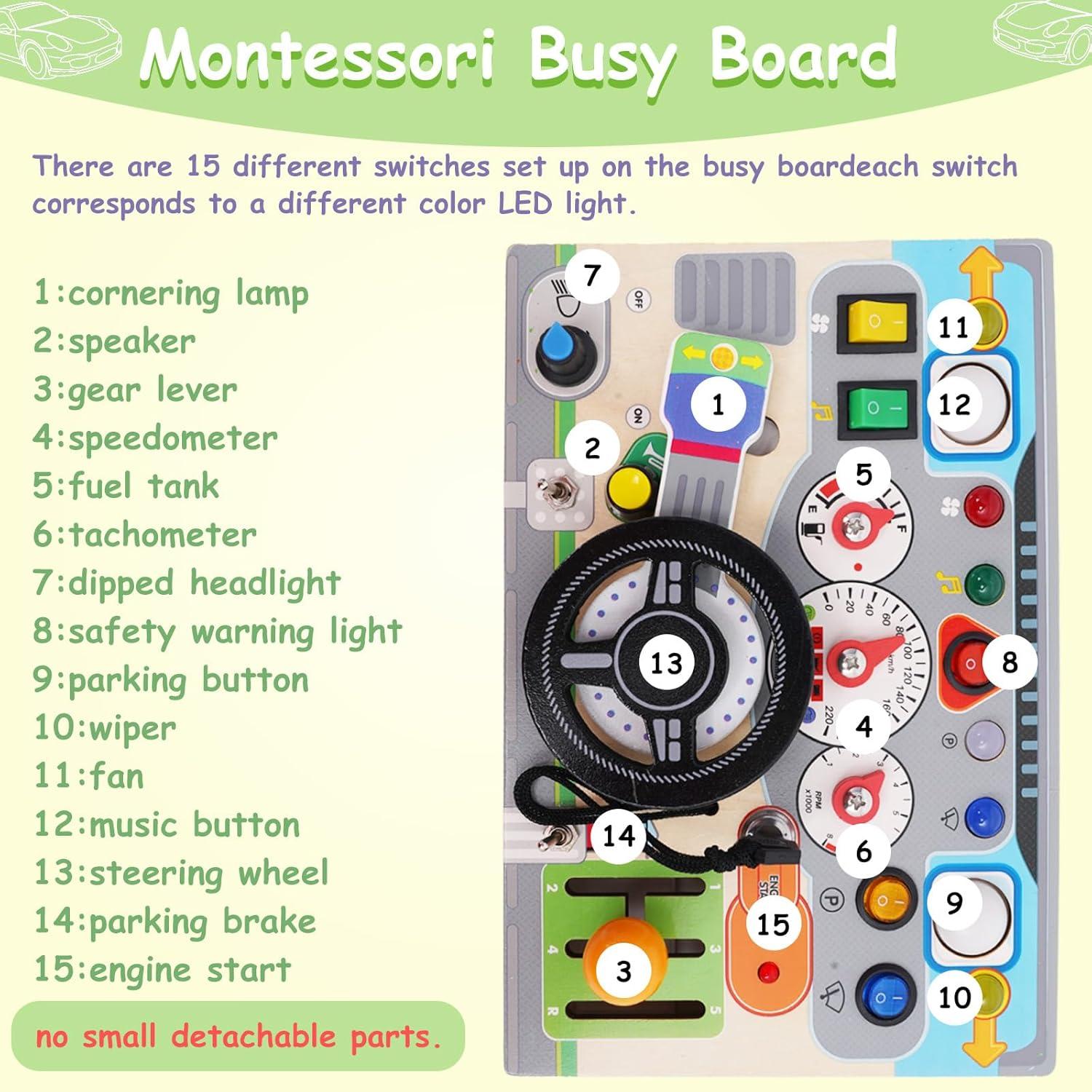 Tablero Ocupado Montessori de Madera para Niños 1-3 Años