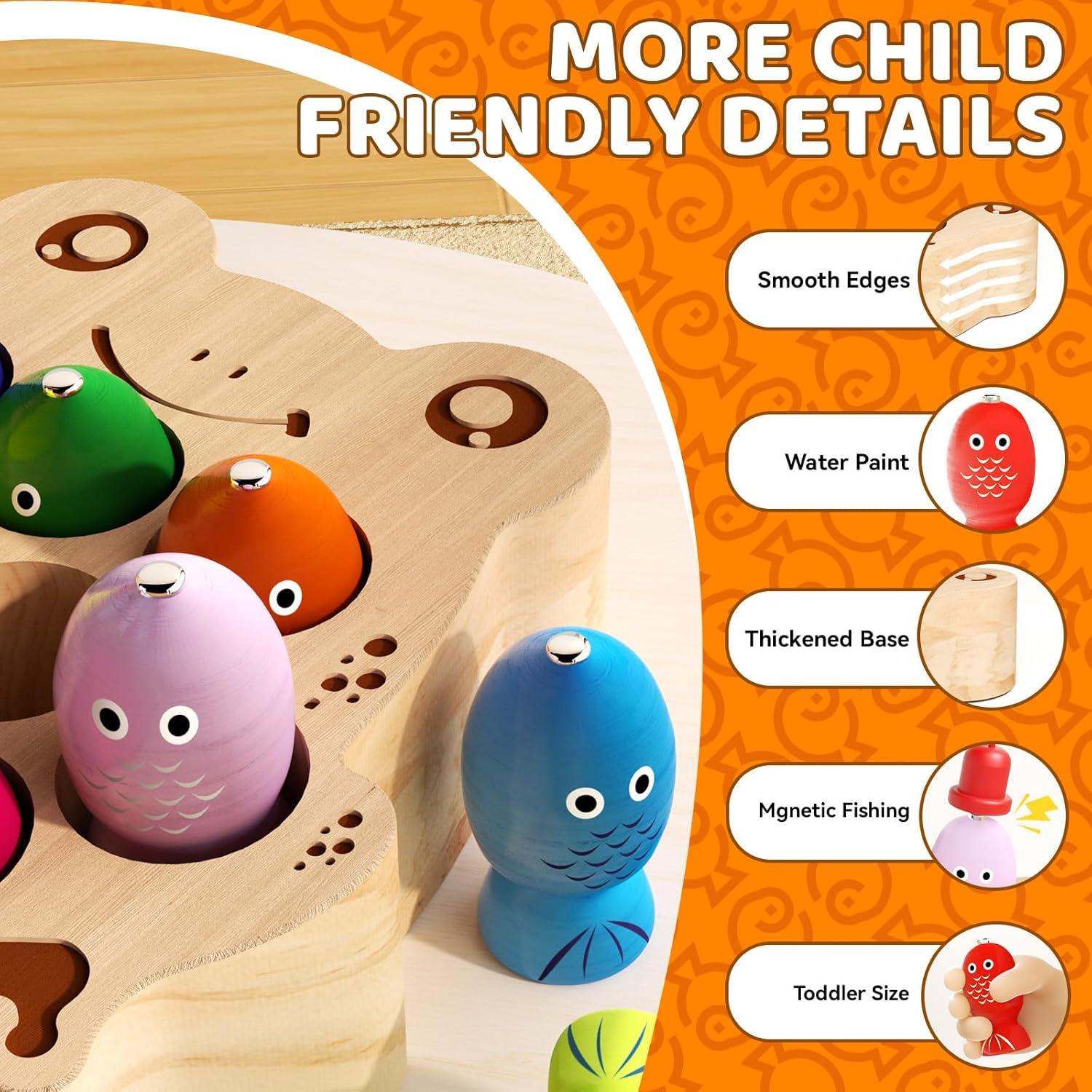 Juego de Pesca Magnético de Madera Edutree para Niños 1-3 Años