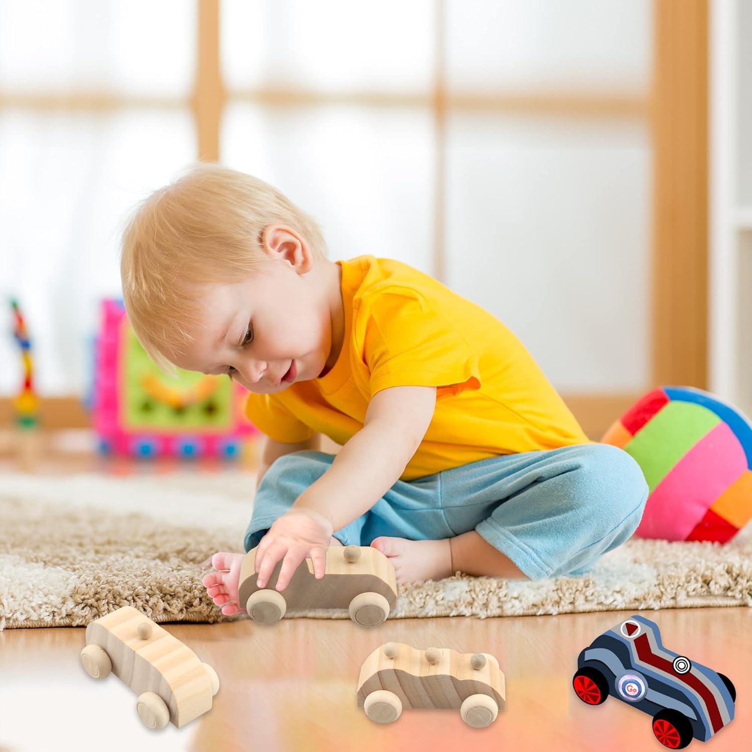 Haconba 18 Coches de Madera DIY para Pintar y Personalizar