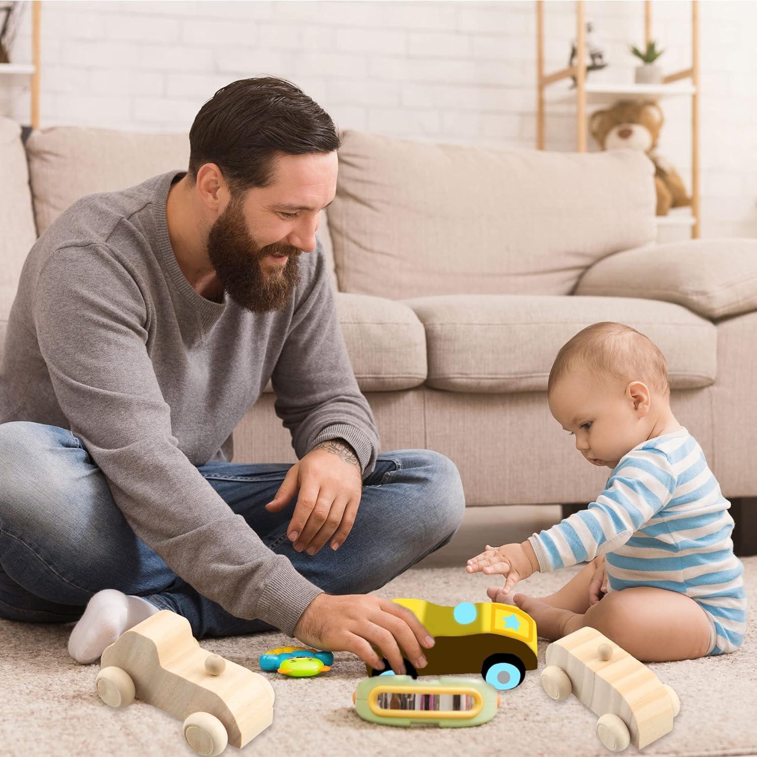 Haconba 18 Coches de Madera DIY para Pintar y Personalizar