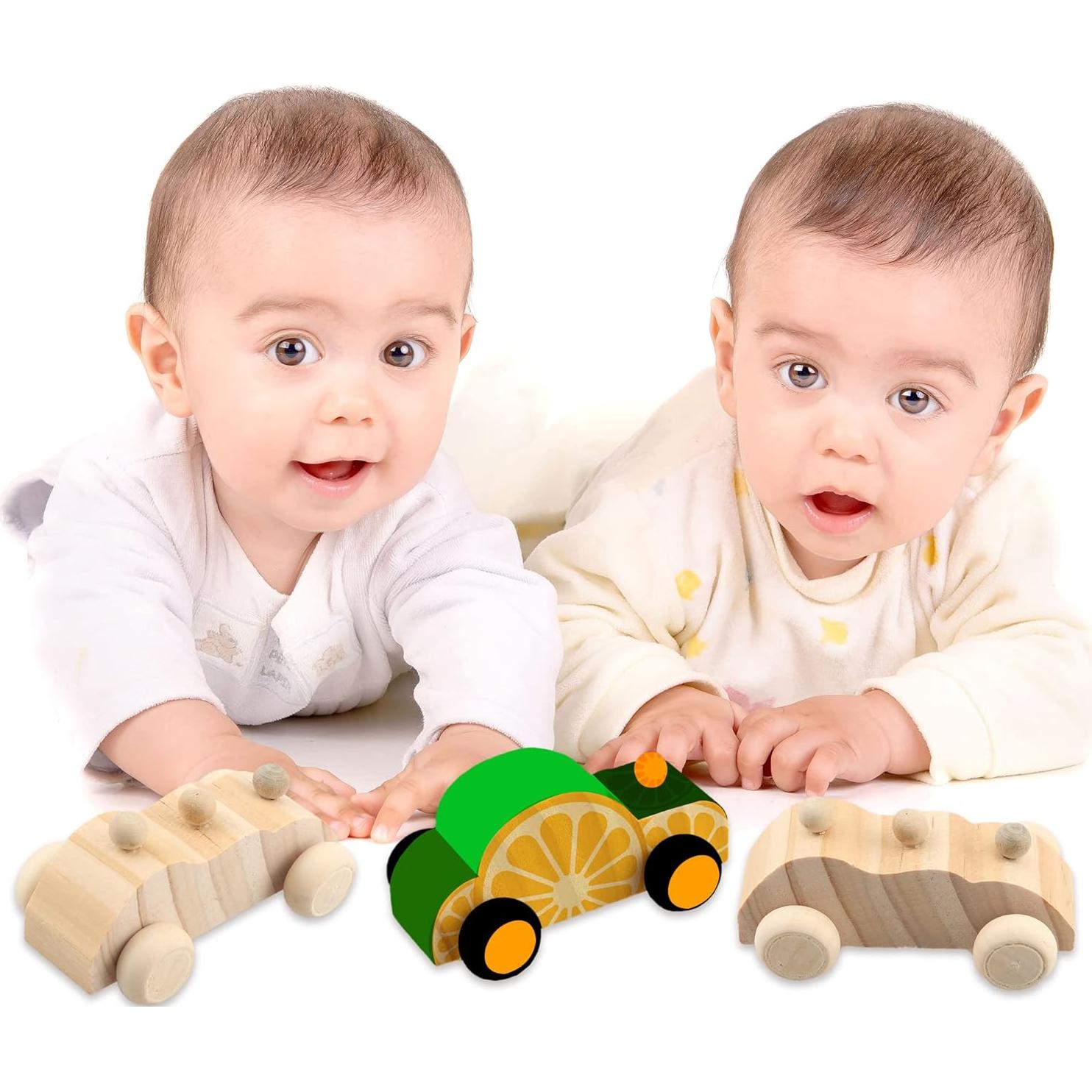 Haconba 18 Coches de Madera DIY para Pintar y Personalizar