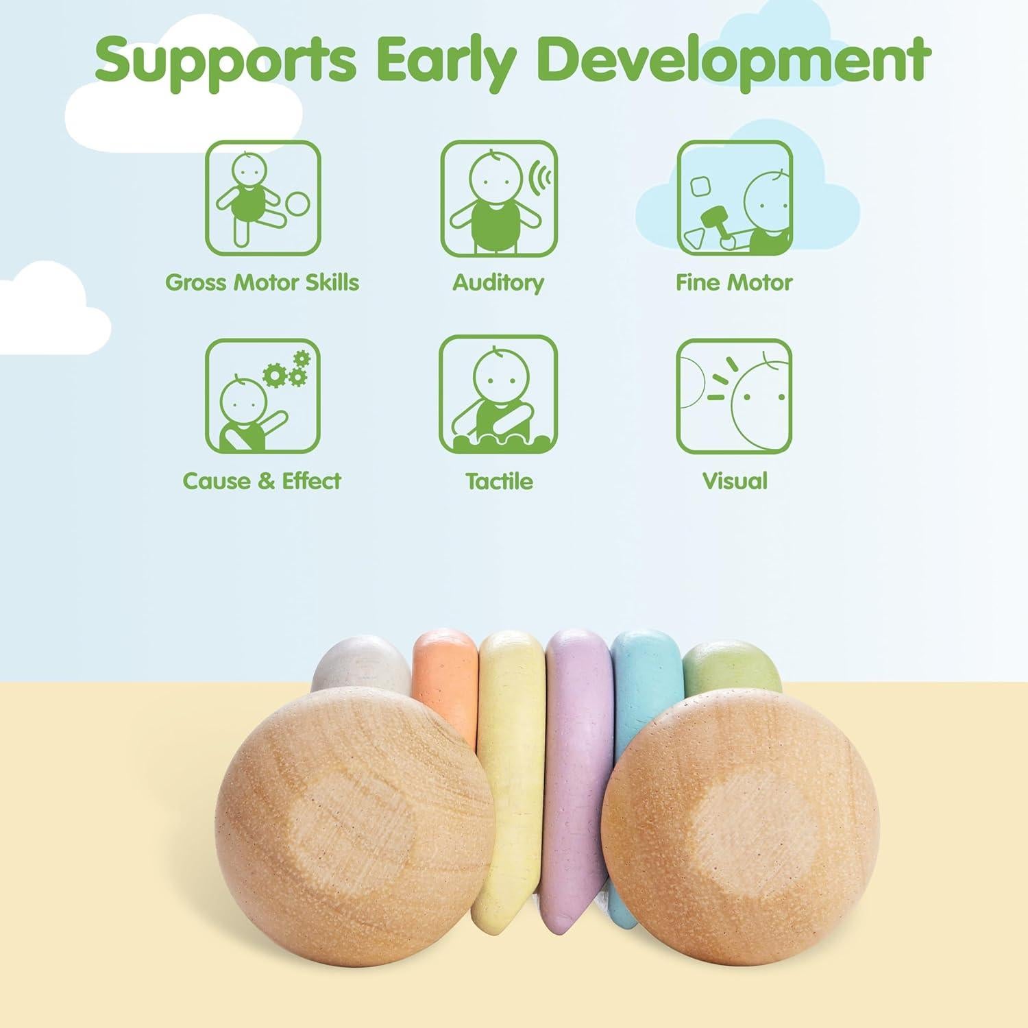 Carrito de Empuje de Madera Plantoys para Bebés 6+ Meses