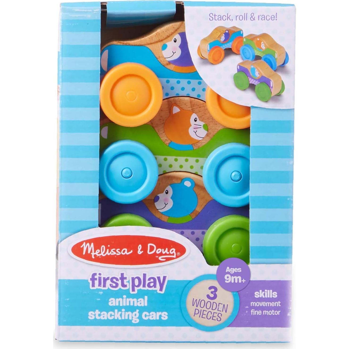 Juego de Apilamiento de Coches de Madera Melissa & Doug - 3 Piezas
