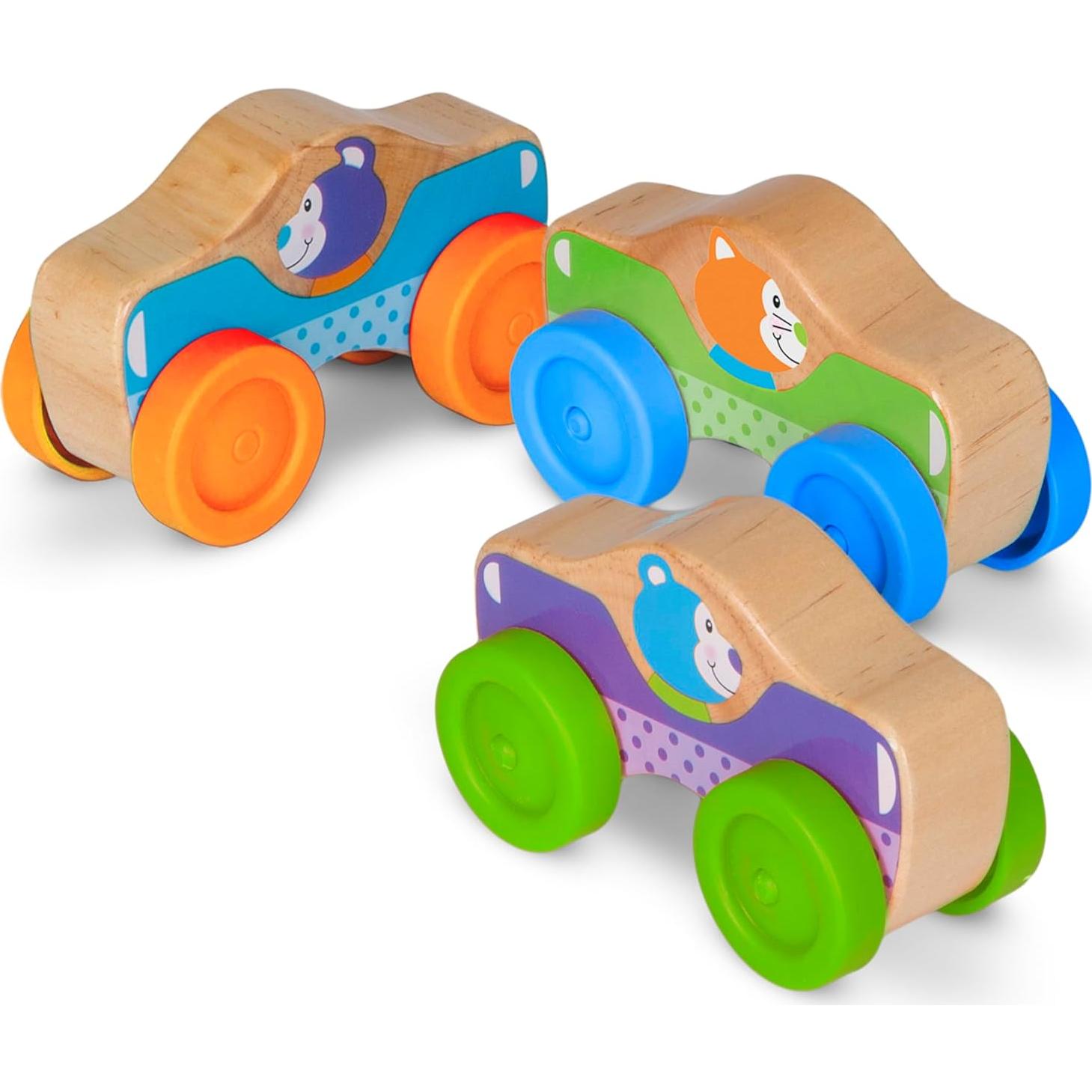 Juego de Apilamiento de Coches de Madera Melissa & Doug - 3 Piezas