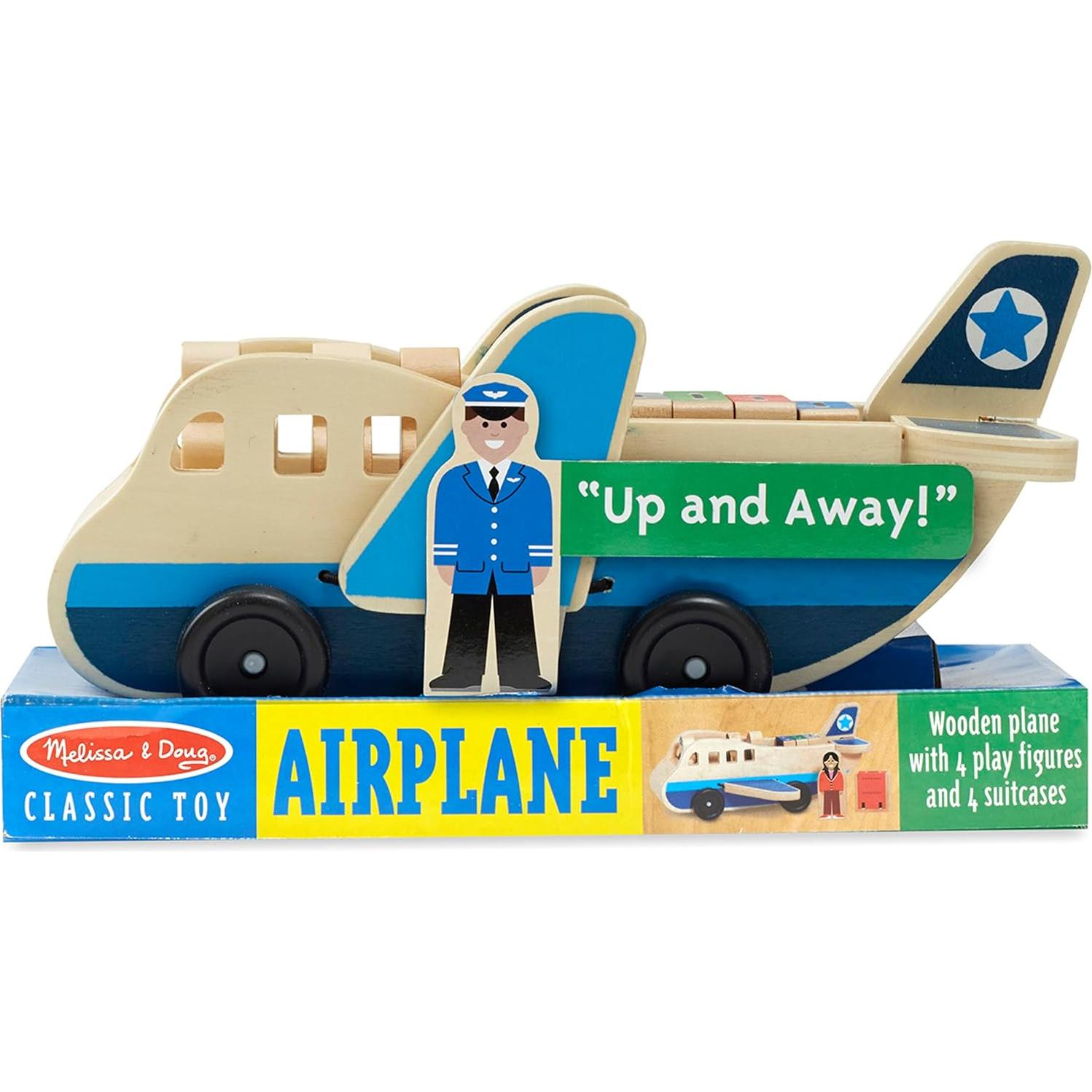 Juego de Avión de Madera Melissa & Doug con 4 Figuras y 4 Maletas