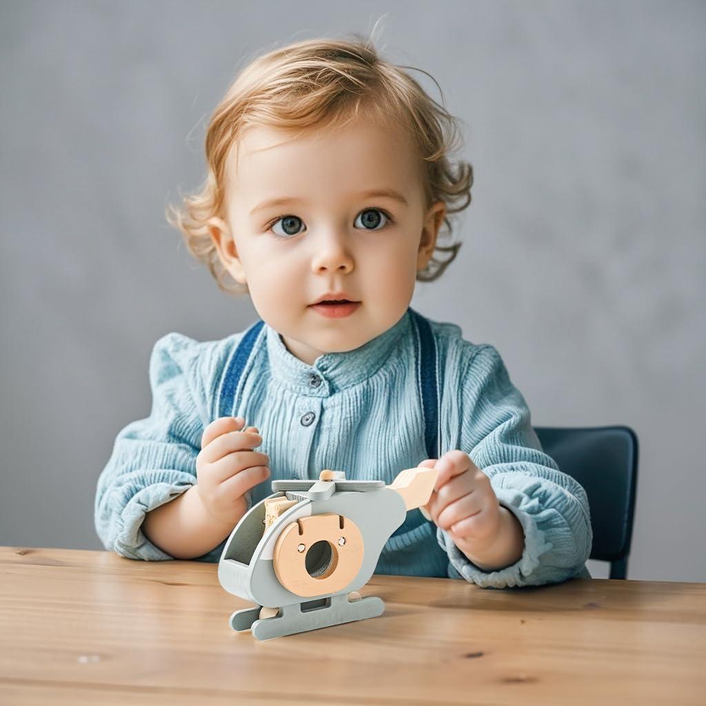 Avión de Madera EERKEOD para Niños - Juguete Montessori 12x4.5x8cm