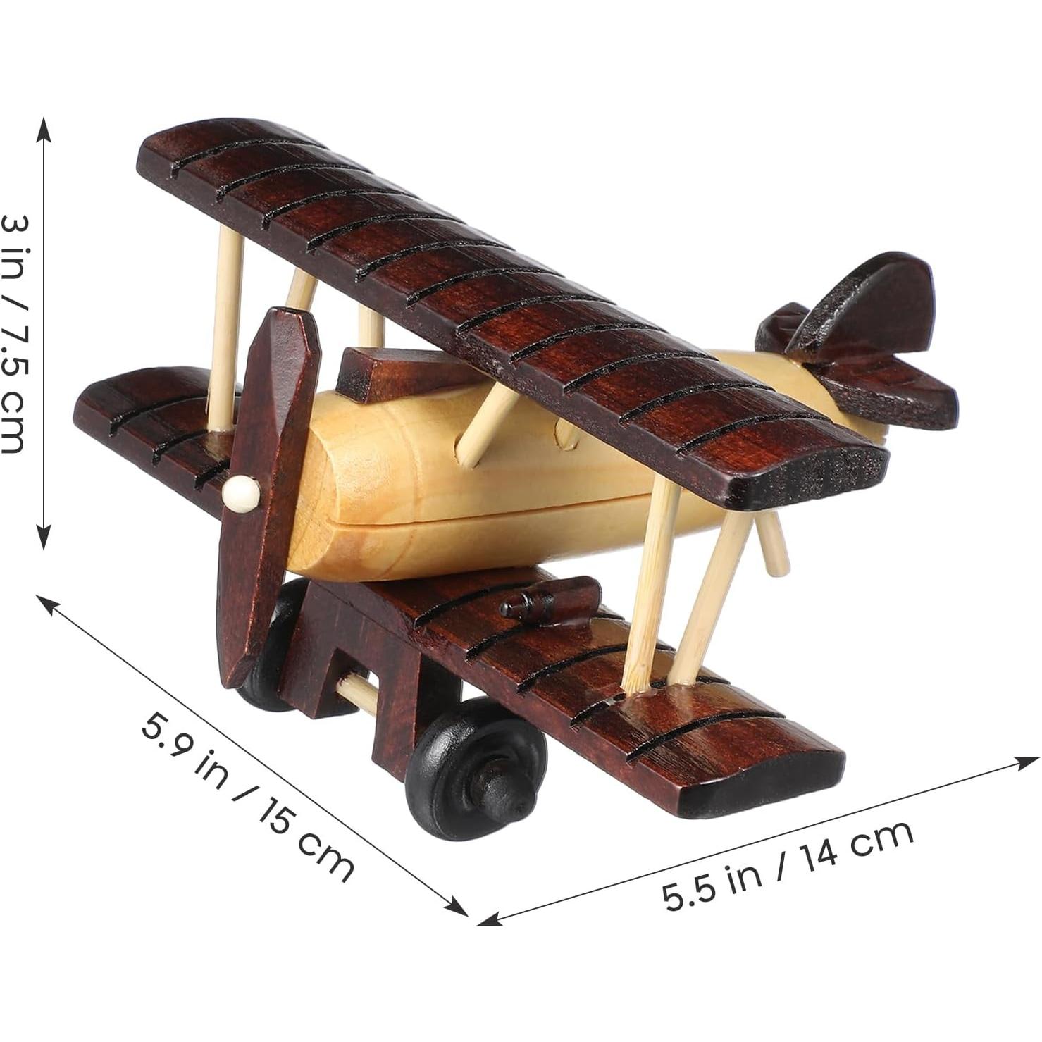 Avión de Madera Vintage DECHOUS 15x14x7 cm Juguete Decorativo