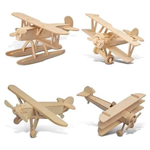 Kit de Modelos de Aviones de Madera Puzzled - 4 Piezas