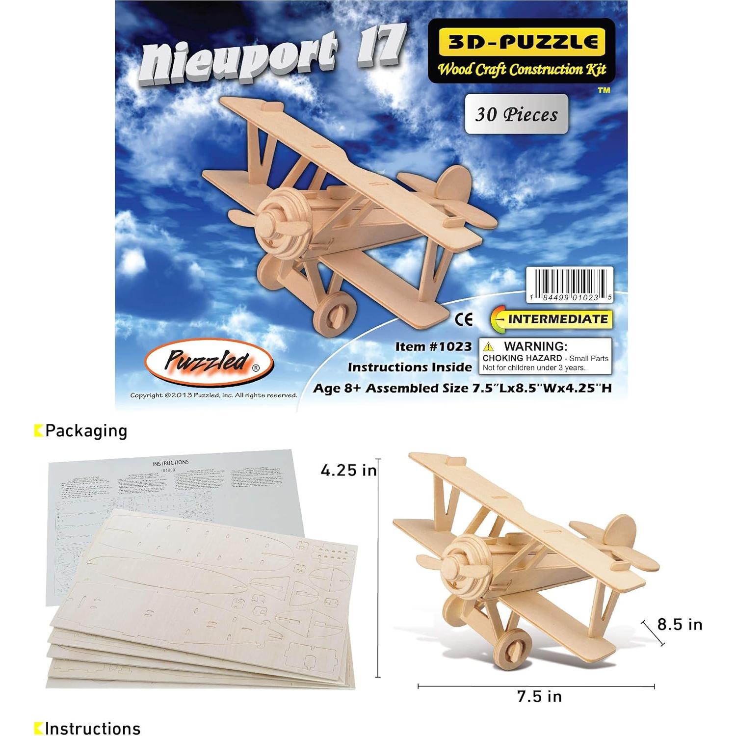 Rompecabezas 3D Nieuport 17 Puzzled - Modelo de Madera 30 Piezas