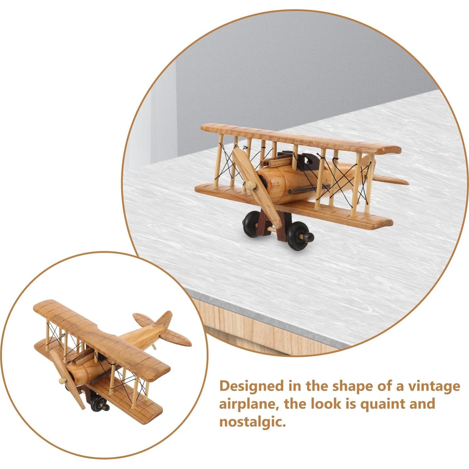 Modelo de avión de madera Garneck 20x20 cm decoración vintage