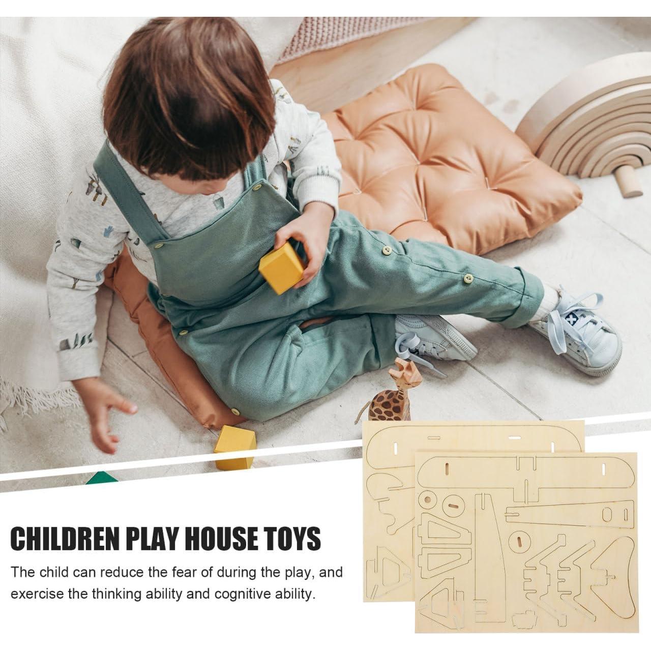 Kit de Manualidades Toyvian Avión de Madera 3D para Pintar