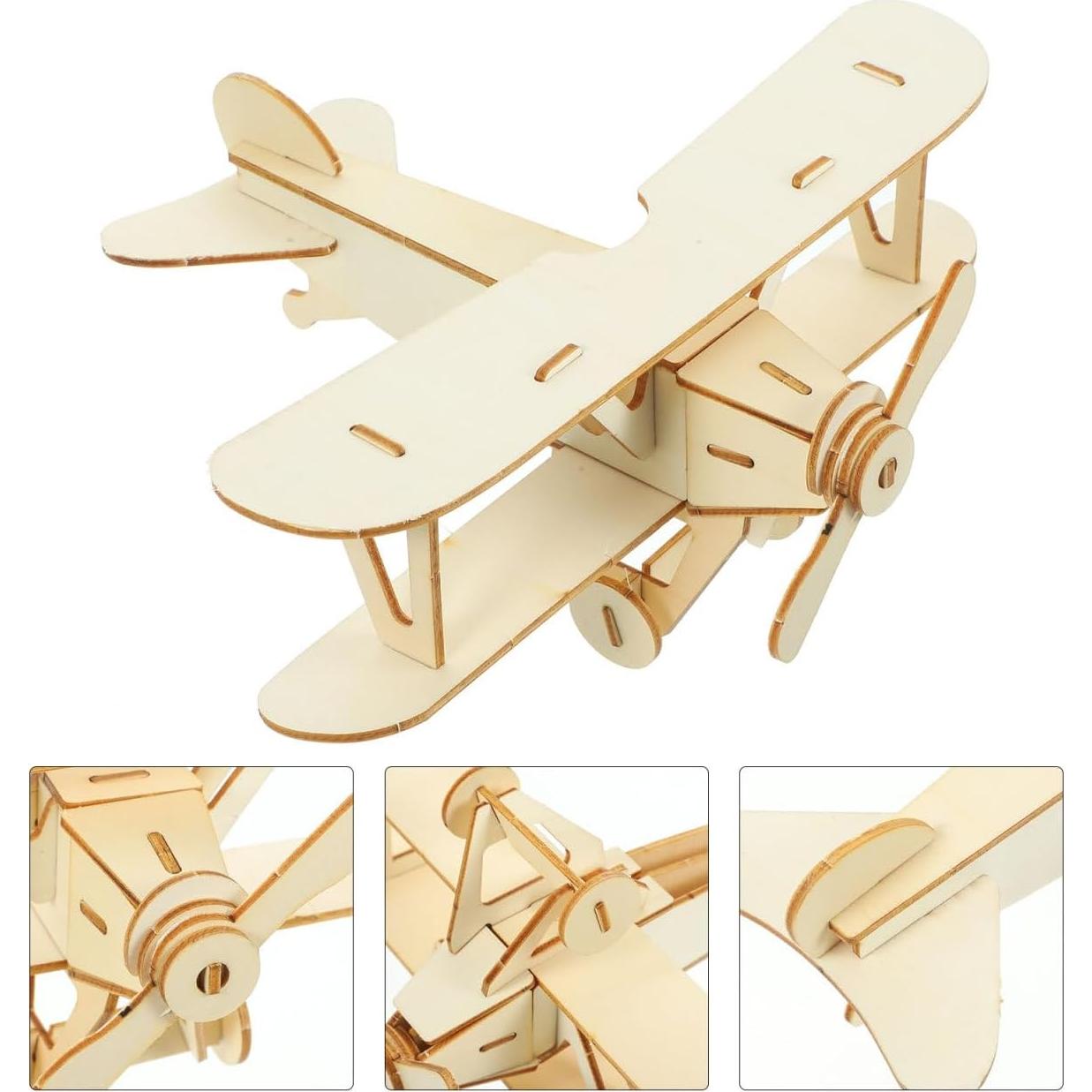 Kit de Manualidades Toyvian Avión de Madera 3D para Pintar