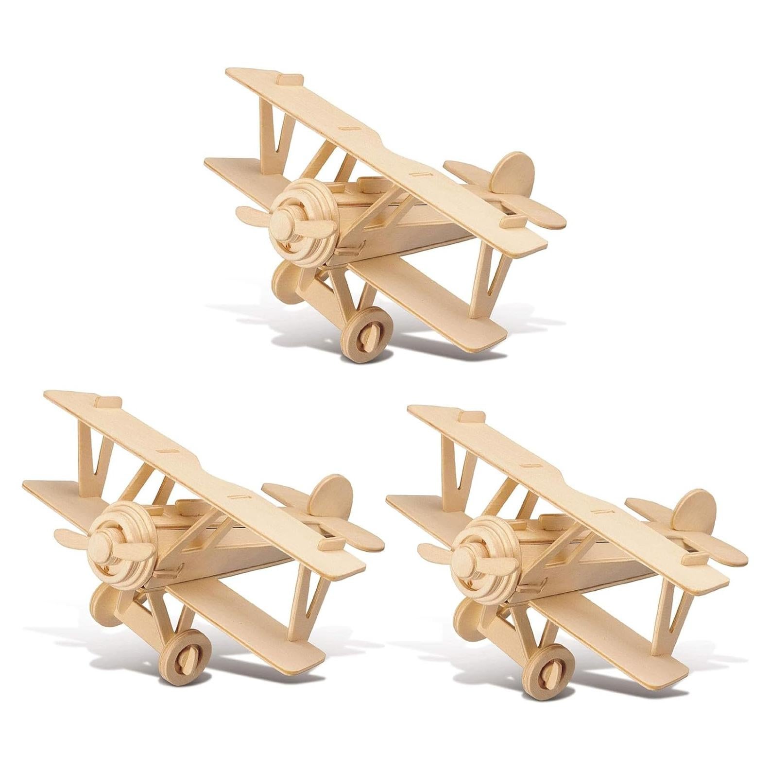 Kit de Aviones de Madera DIY TOYANDONA - 3 Piezas para Pintar