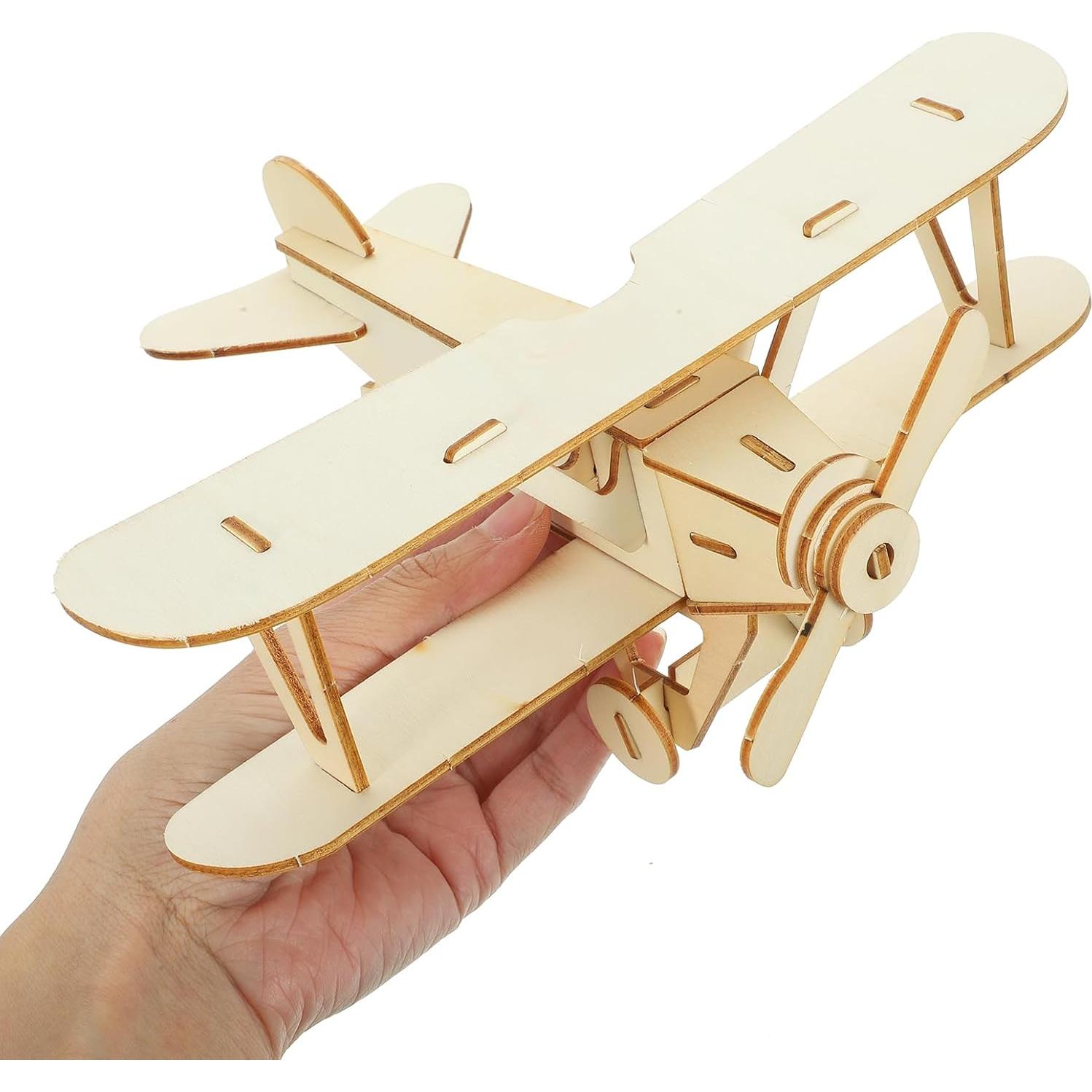 Kit de Aviones de Madera DIY TOYANDONA - 3 Piezas para Pintar