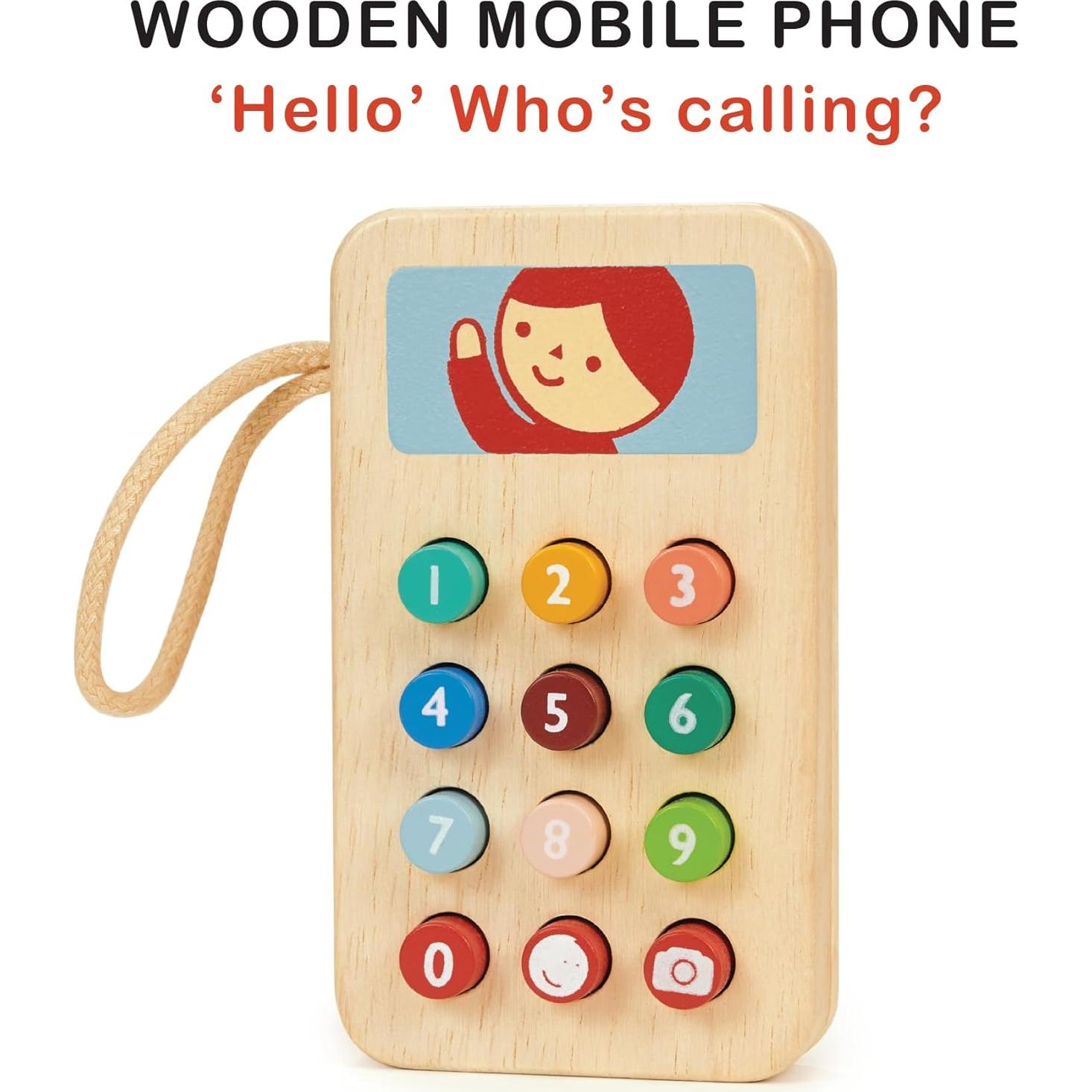 Teléfono Móvil de Madera Mentari - Juguete Educativo 6.3x2.5x11cm