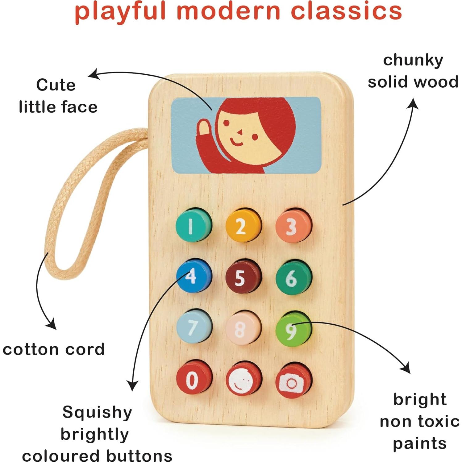 Teléfono Móvil de Madera Mentari - Juguete Educativo 6.3x2.5x11cm