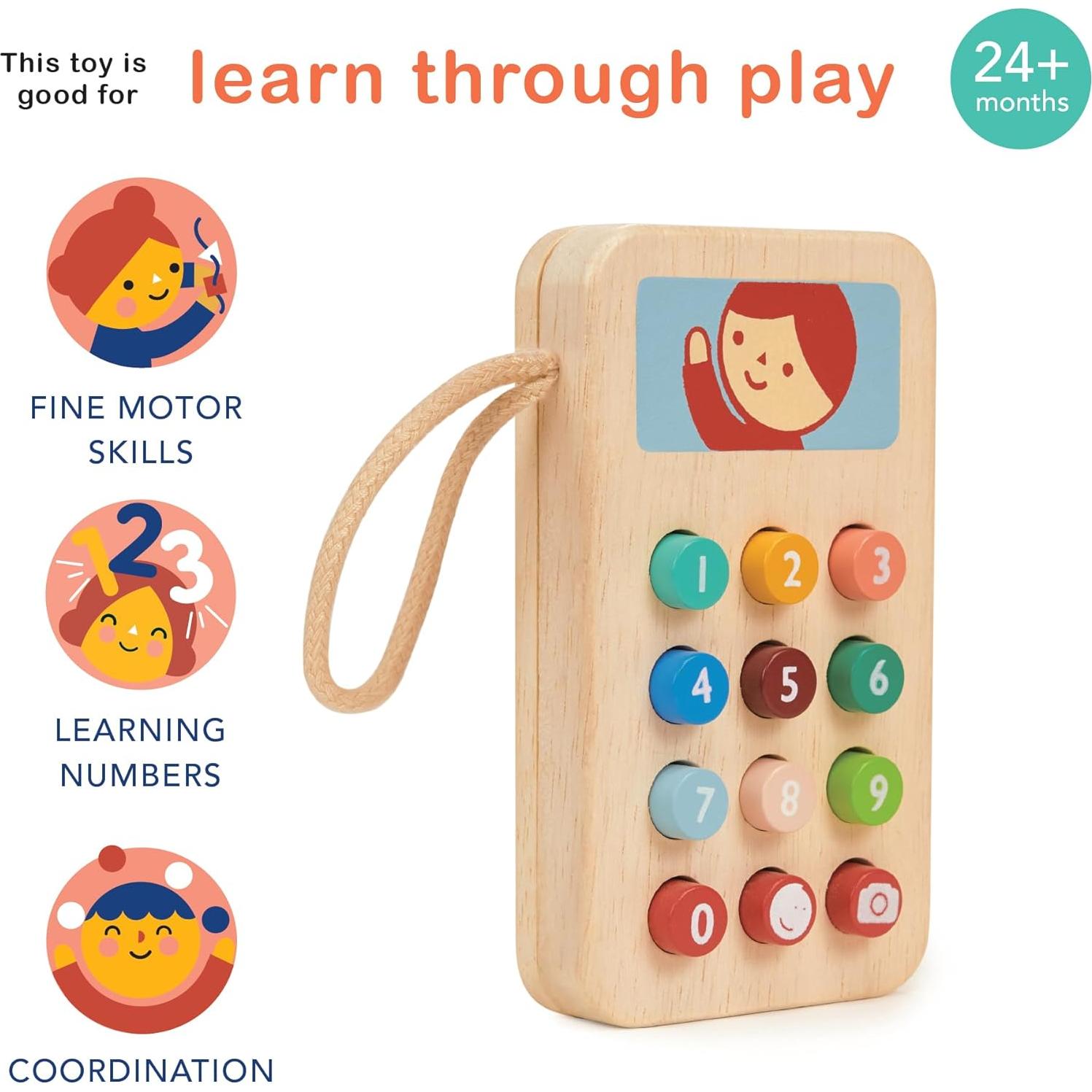 Teléfono Móvil de Madera Mentari - Juguete Educativo 6.3x2.5x11cm