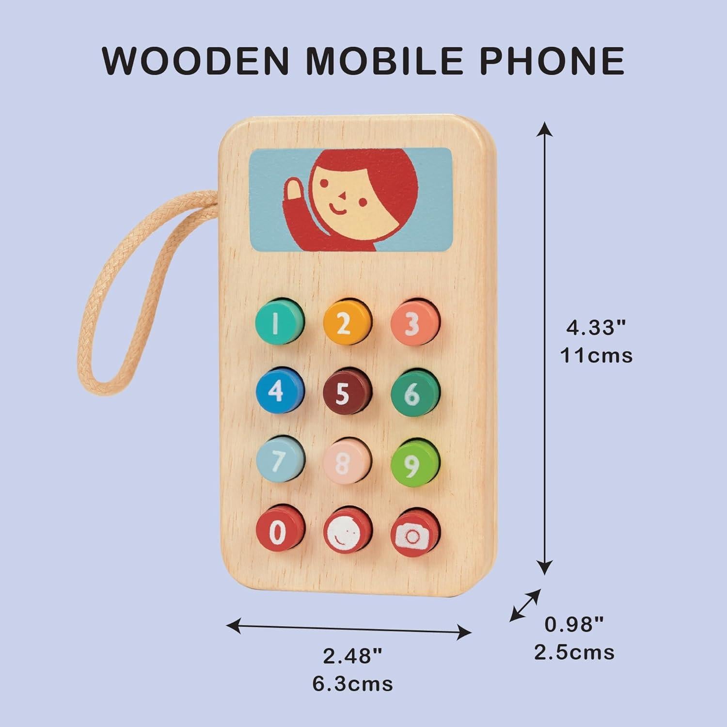 Teléfono Móvil de Madera Mentari - Juguete Educativo 6.3x2.5x11cm