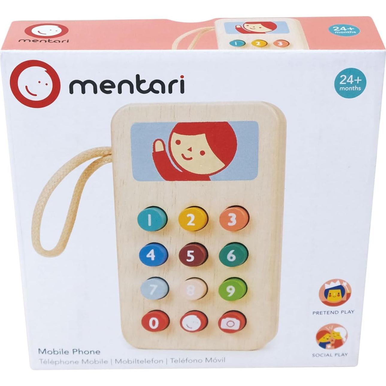 Teléfono Móvil de Madera Mentari - Juguete Educativo 6.3x2.5x11cm