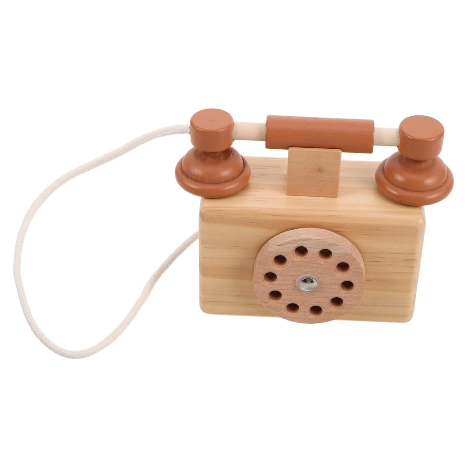 Teléfono de Madera Retro BESPORTBLE para Niños 10.5x10cm
