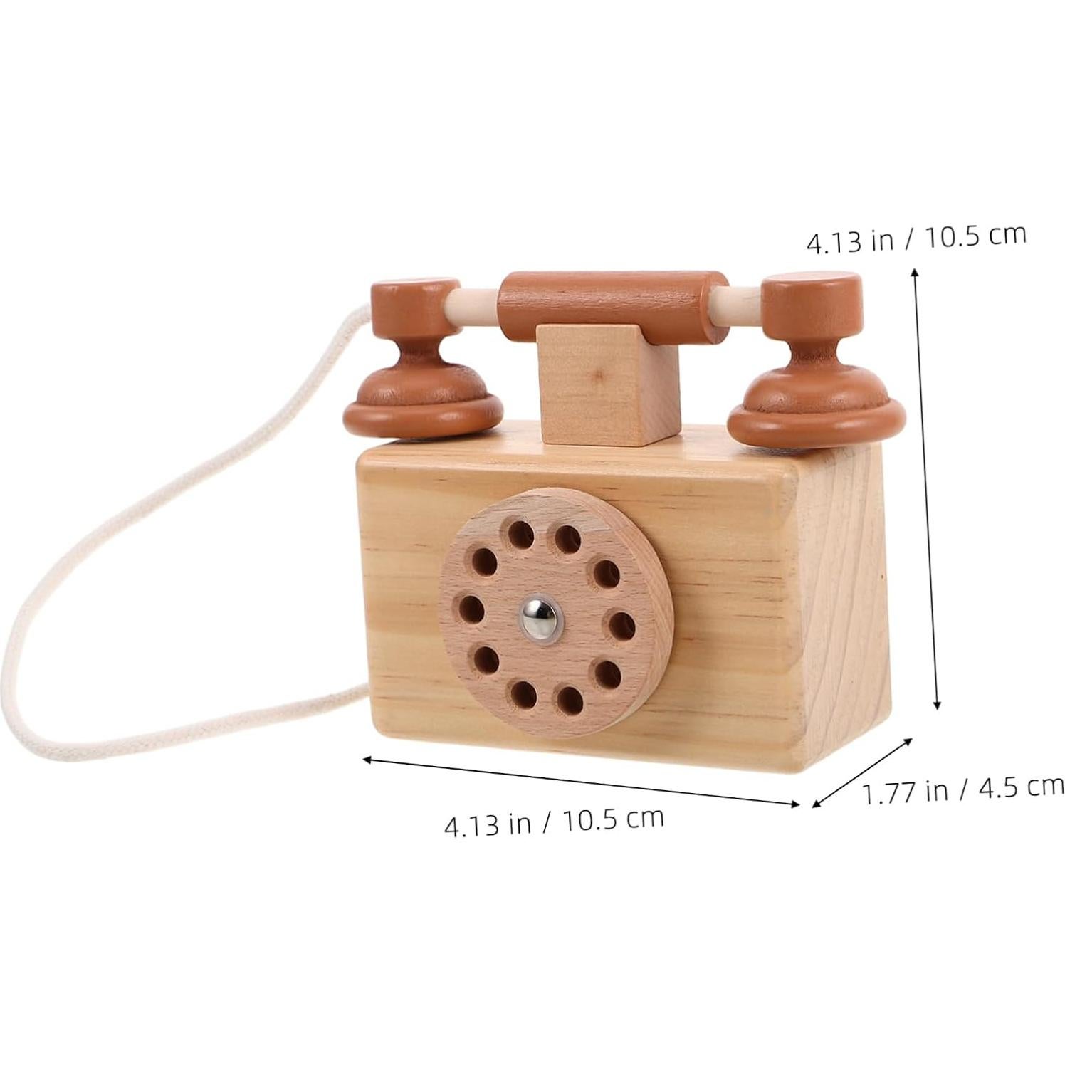 Teléfono de Madera Retro BESPORTBLE para Niños 10.5x10cm