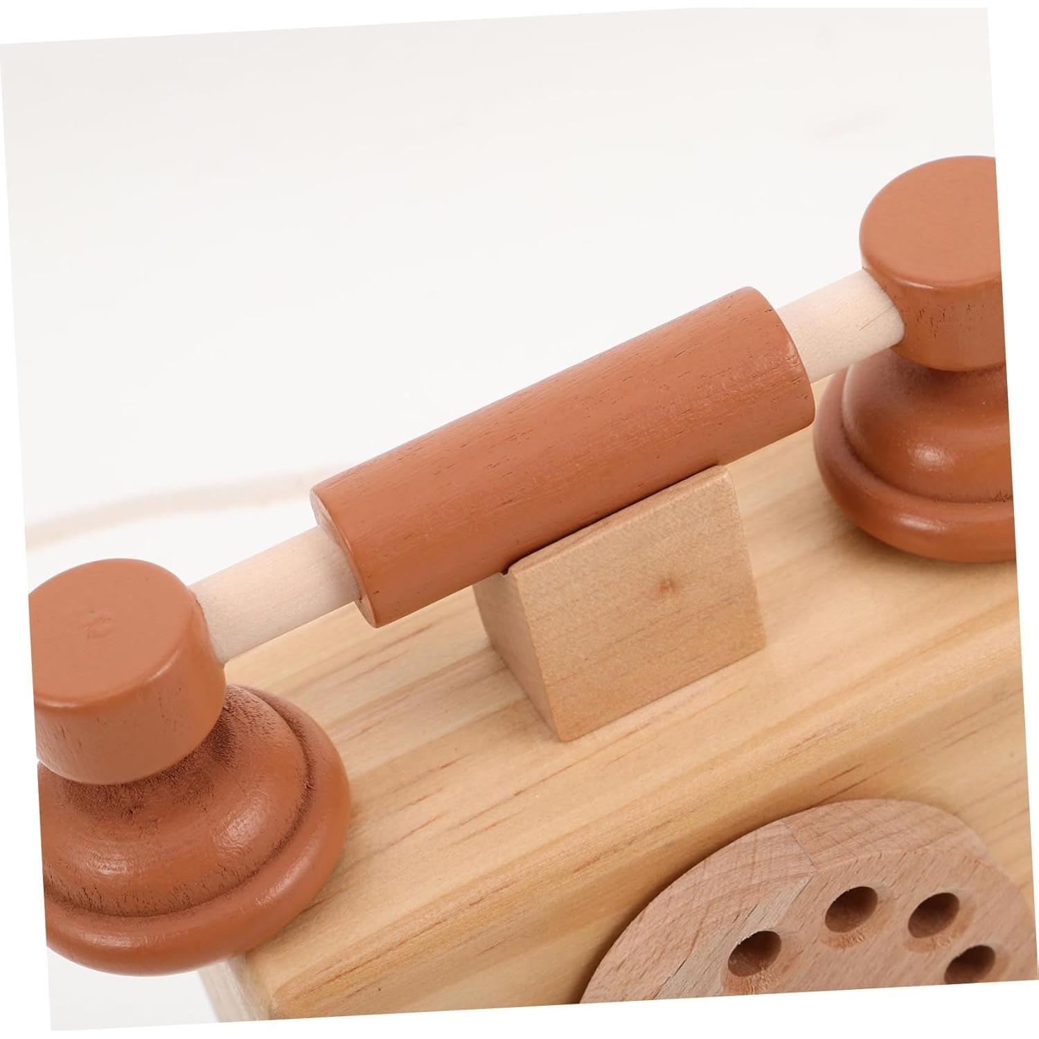 Teléfono de Madera Retro BESPORTBLE para Niños 10.5x10cm