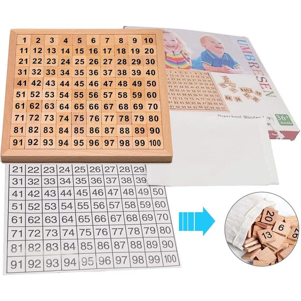 Tablero Montessori de Números 1-100 Umbresen - Juguete Educativo