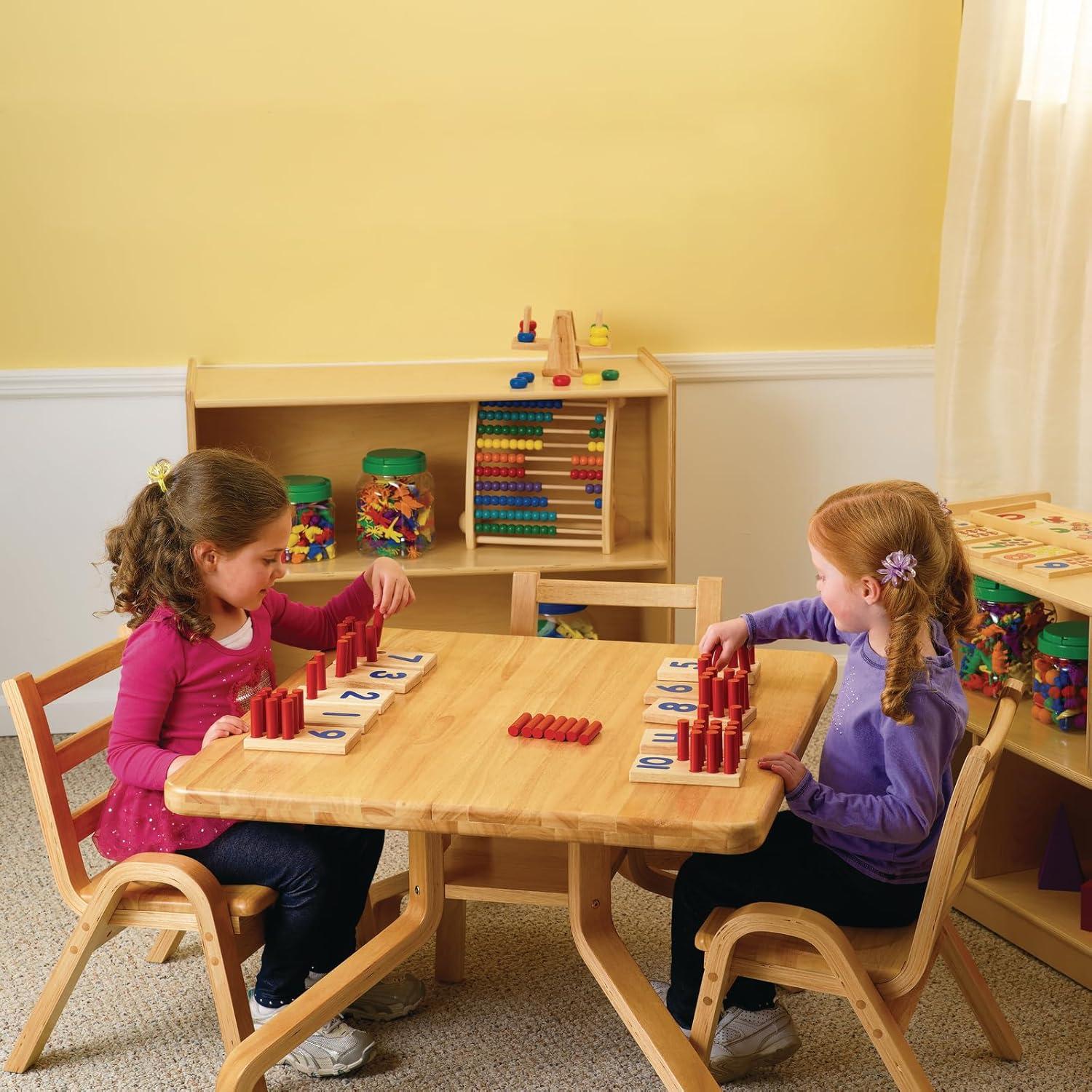 Tablero de Números Montessori Excellerations - 10 Tableros de Madera + 55 Clavos