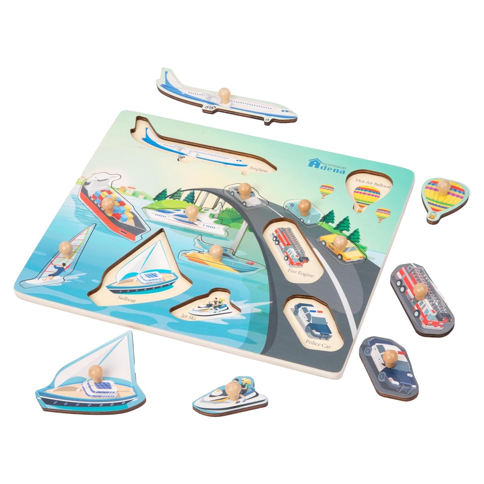 Tabla de Rompecabezas de Madera Adena Montessori 24 Formas