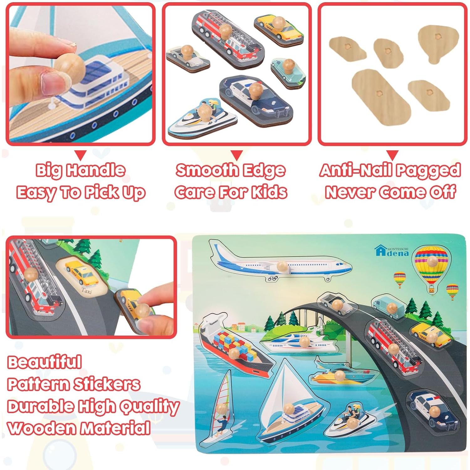 Tabla de Rompecabezas de Madera Adena Montessori 24 Formas