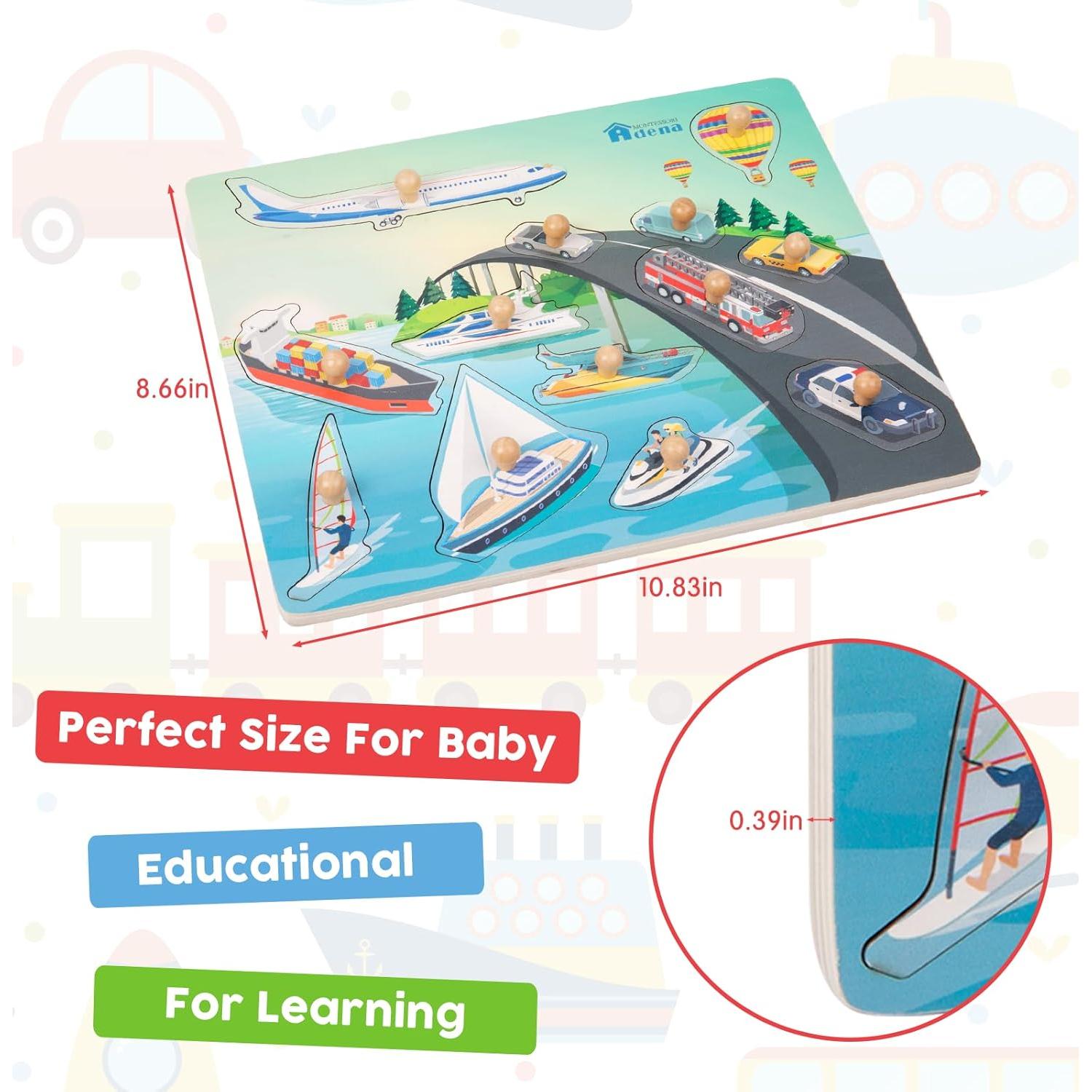 Tabla de Rompecabezas de Madera Adena Montessori 24 Formas