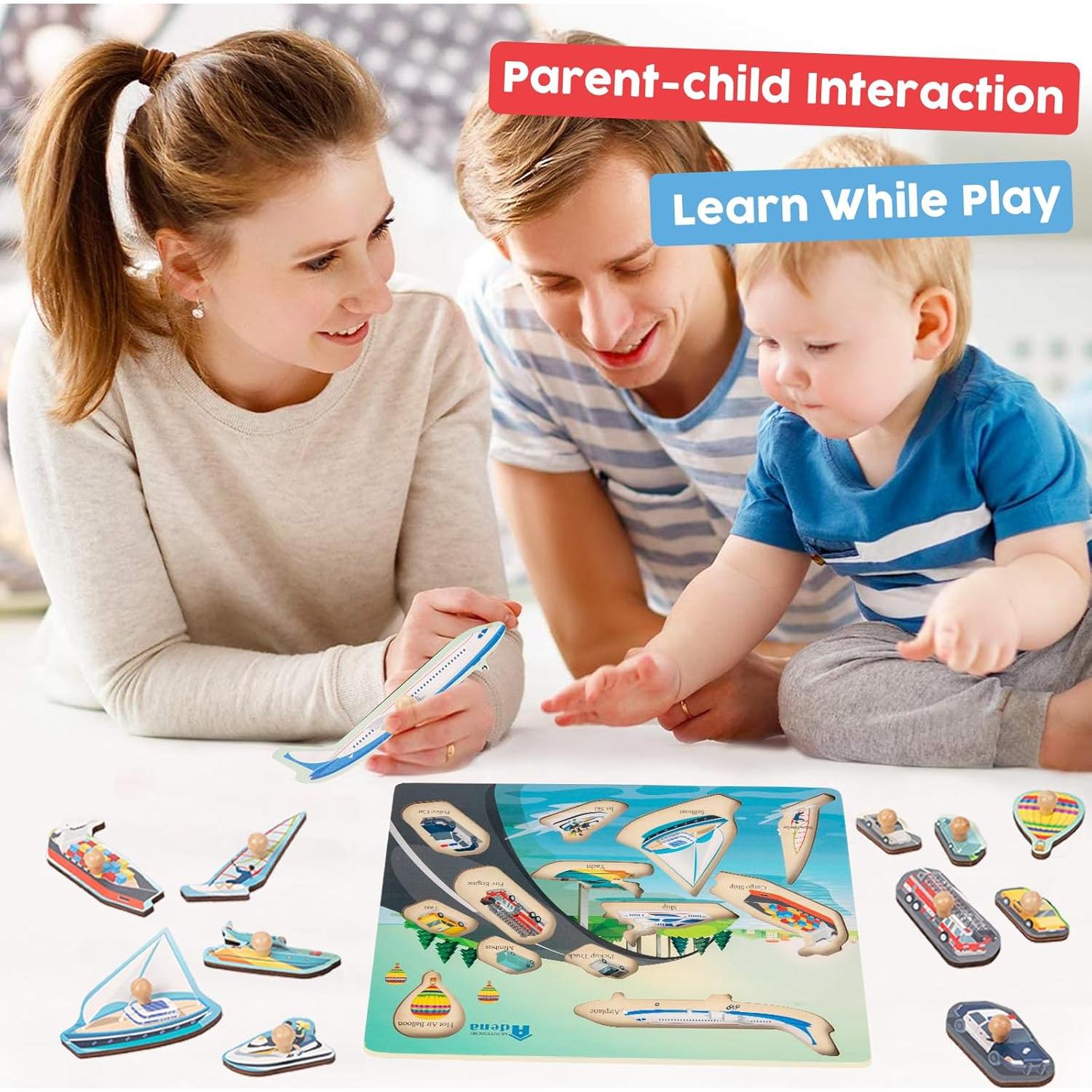 Tabla de Rompecabezas de Madera Adena Montessori 24 Formas