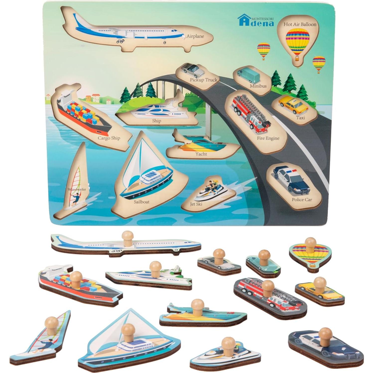 Tabla de Rompecabezas de Madera Adena Montessori 24 Formas