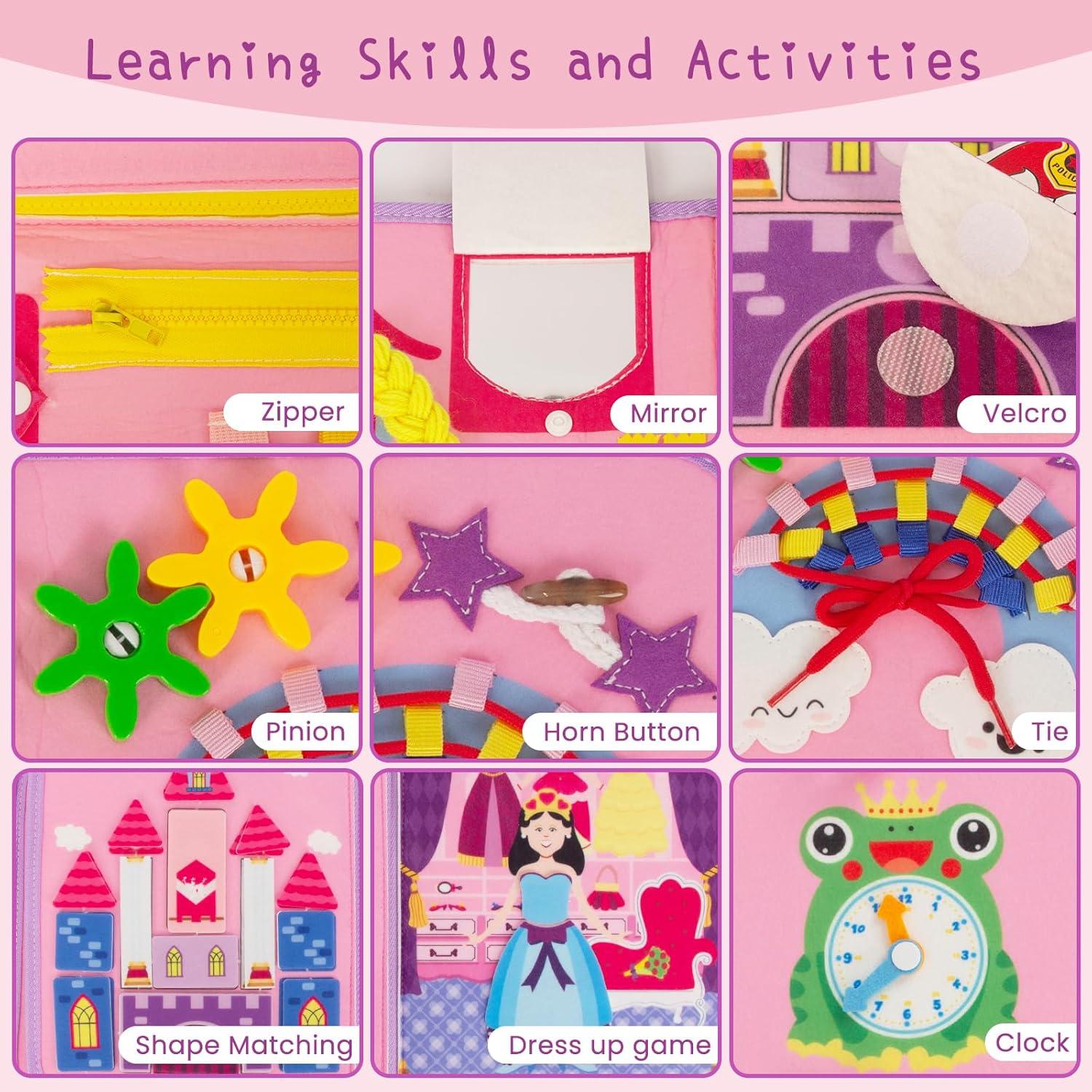 Tablero Ocupado Montessori Juguete Educativo 8 Páginas Morado