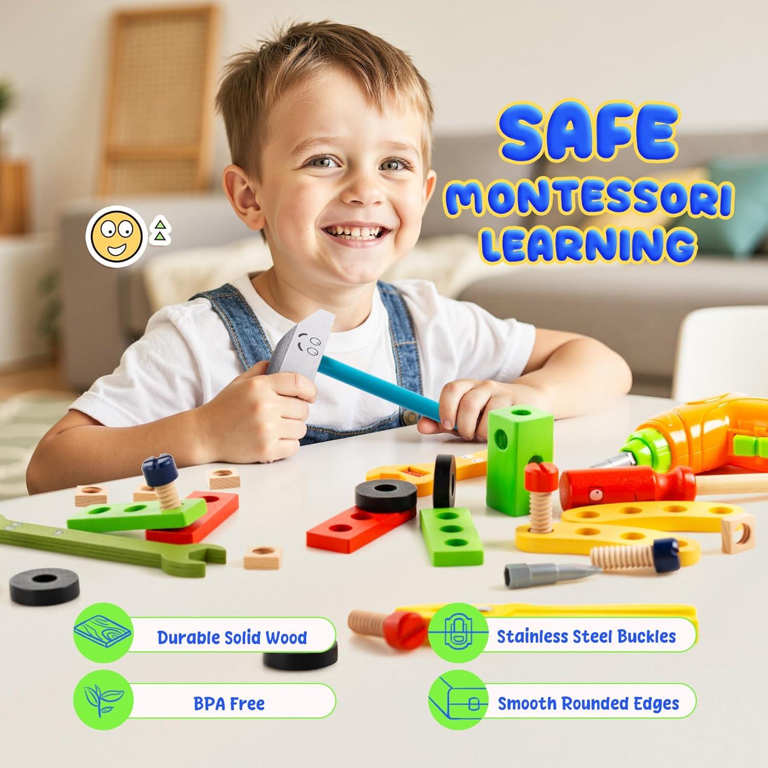 Juego de Herramientas de Madera Yomee para Niños 37 Piezas