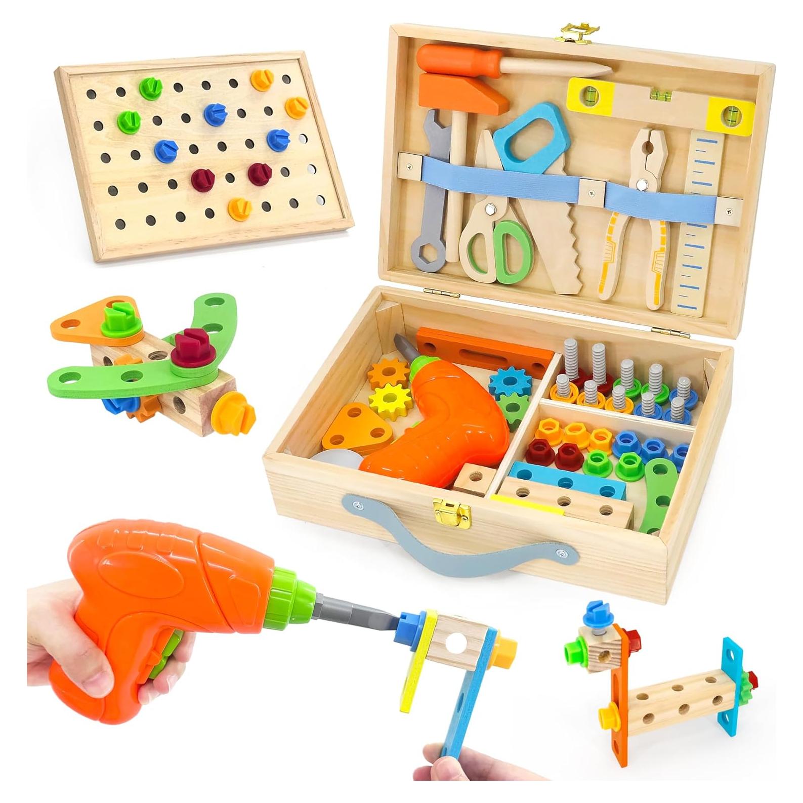 Juego de Herramientas para Niños UREDISO con Taladro Eléctrico 55 Piezas