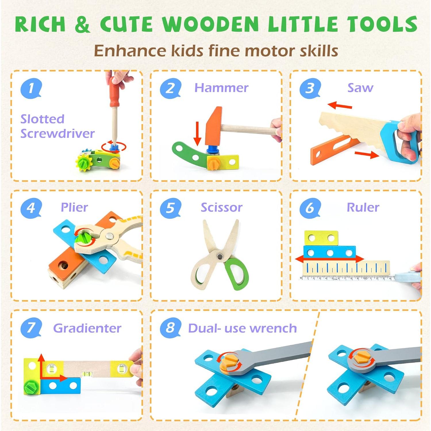 Juego de Herramientas para Niños UREDISO con Taladro Eléctrico 55 Piezas