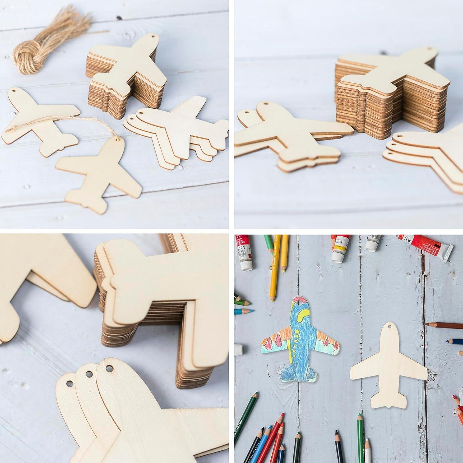 Adornos de Madera en Forma de Avión Lamantery 20 Piezas