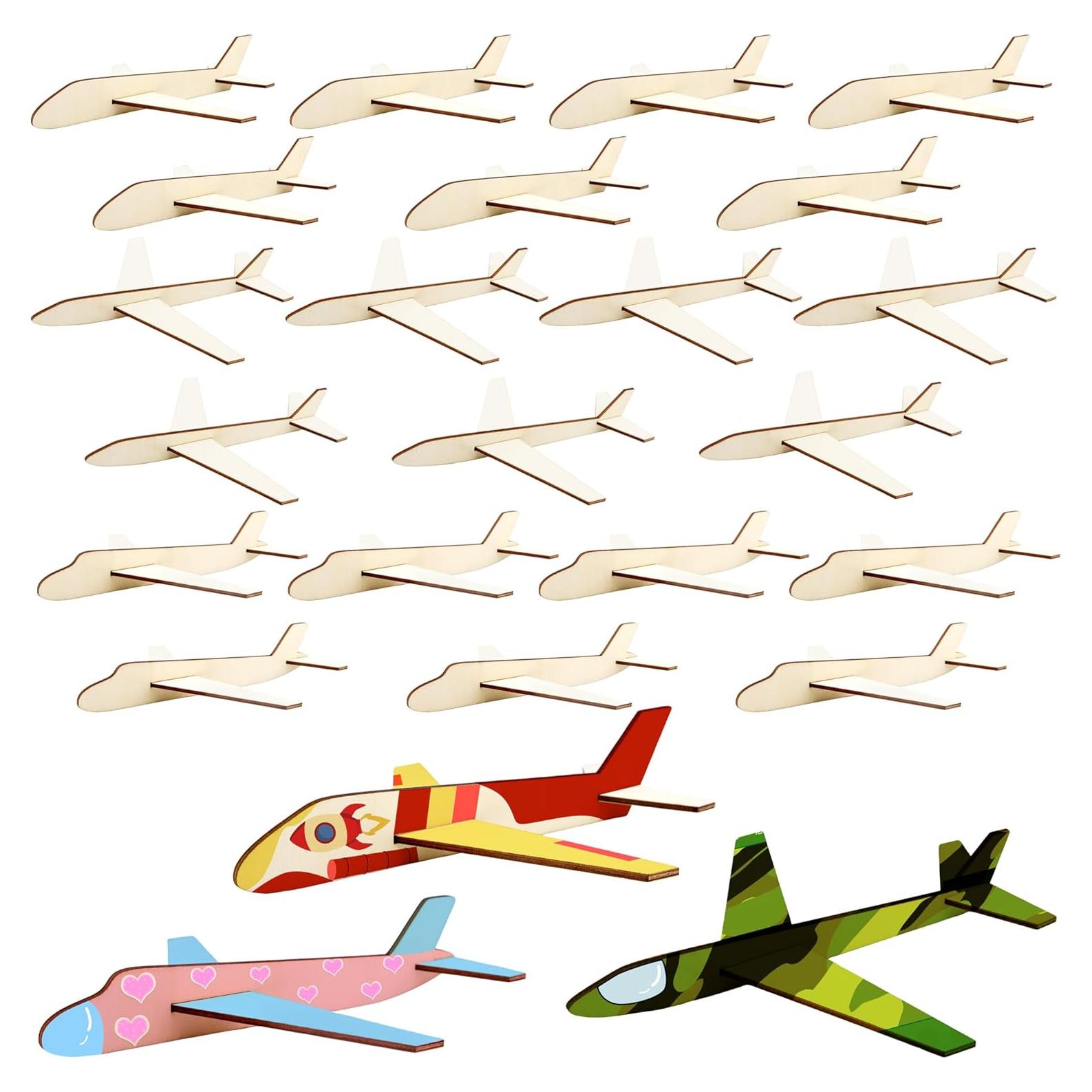 Haconba 24 Aviones de Madera DIY para Pintar y Armar