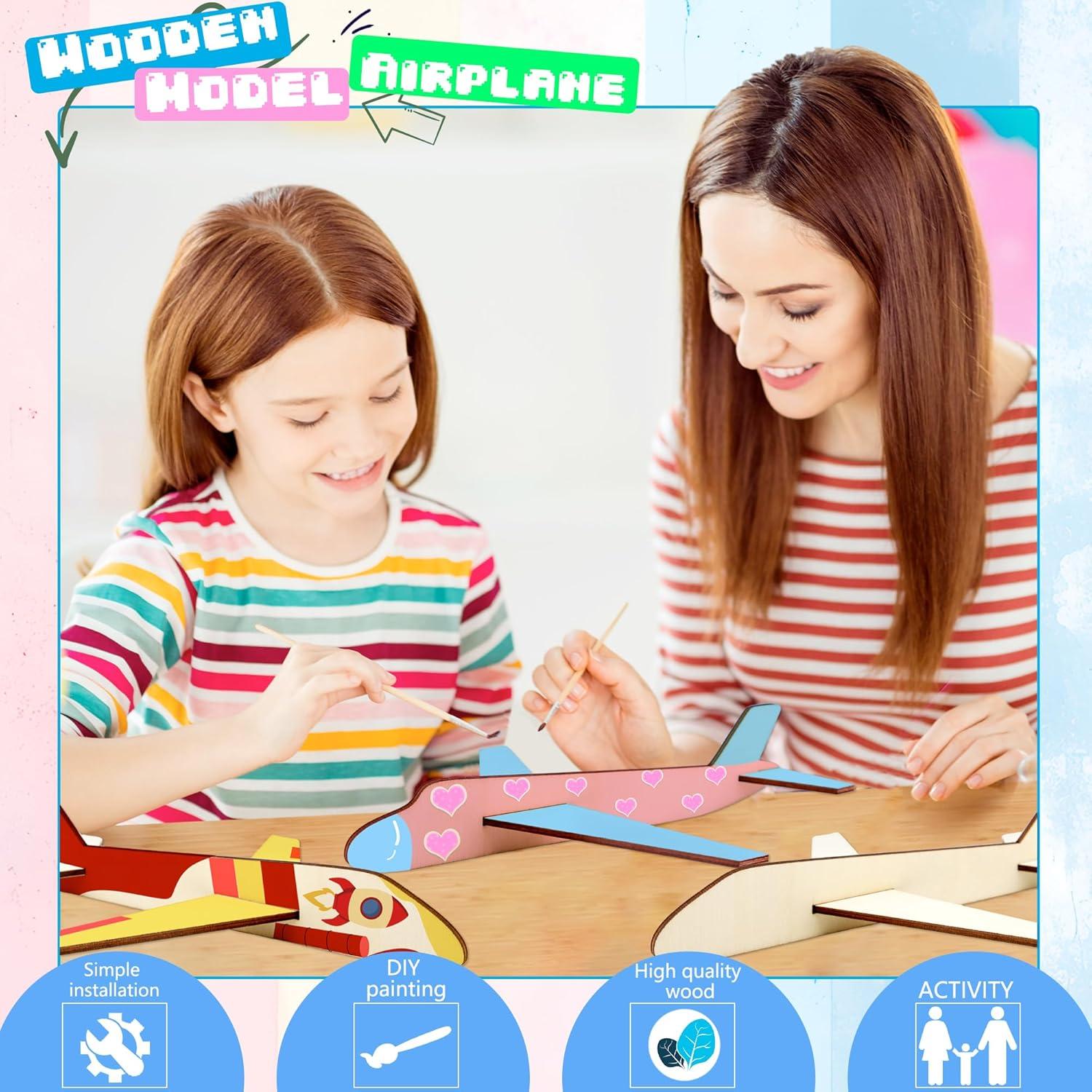 Haconba 24 Aviones de Madera DIY para Pintar y Armar