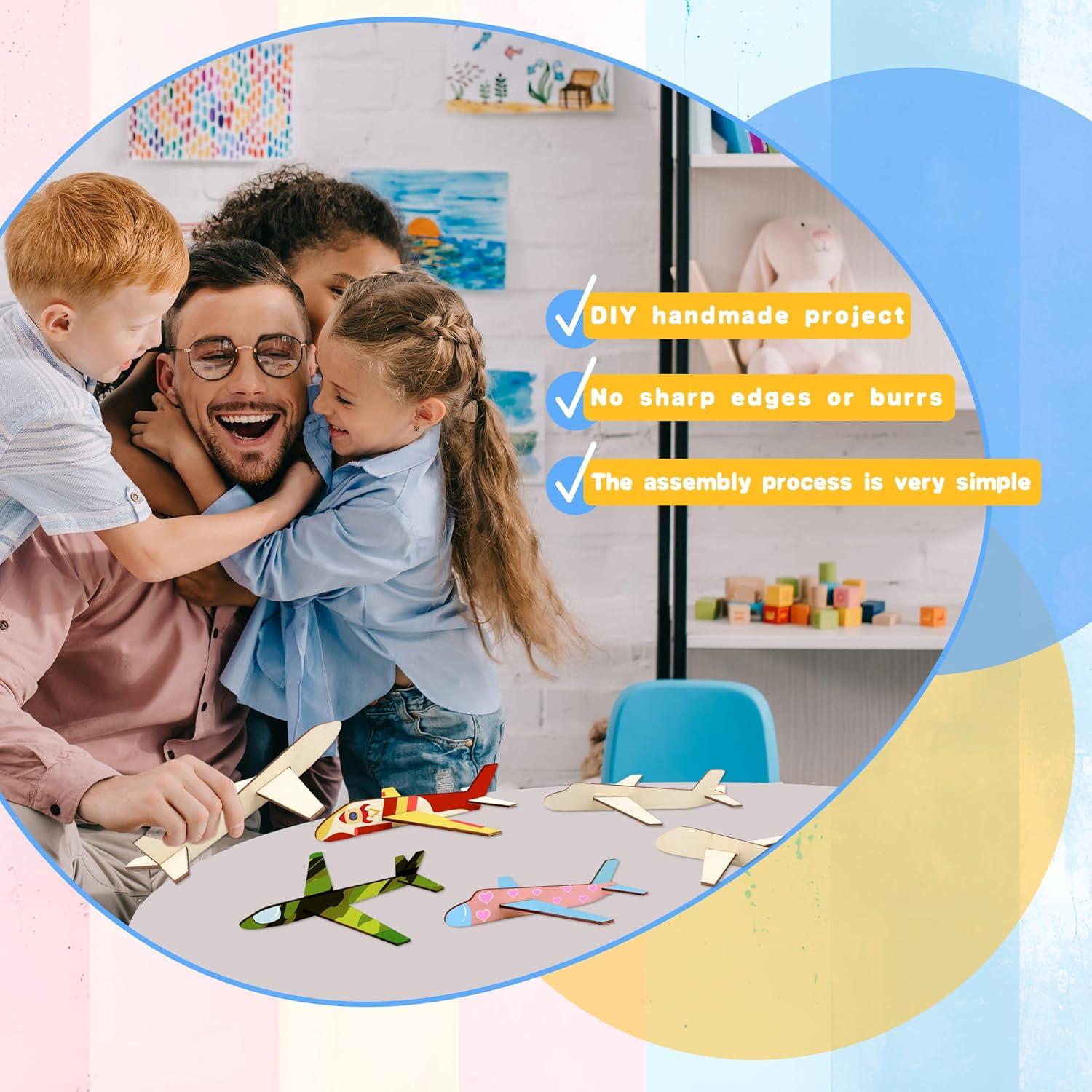 Haconba 24 Aviones de Madera DIY para Pintar y Armar