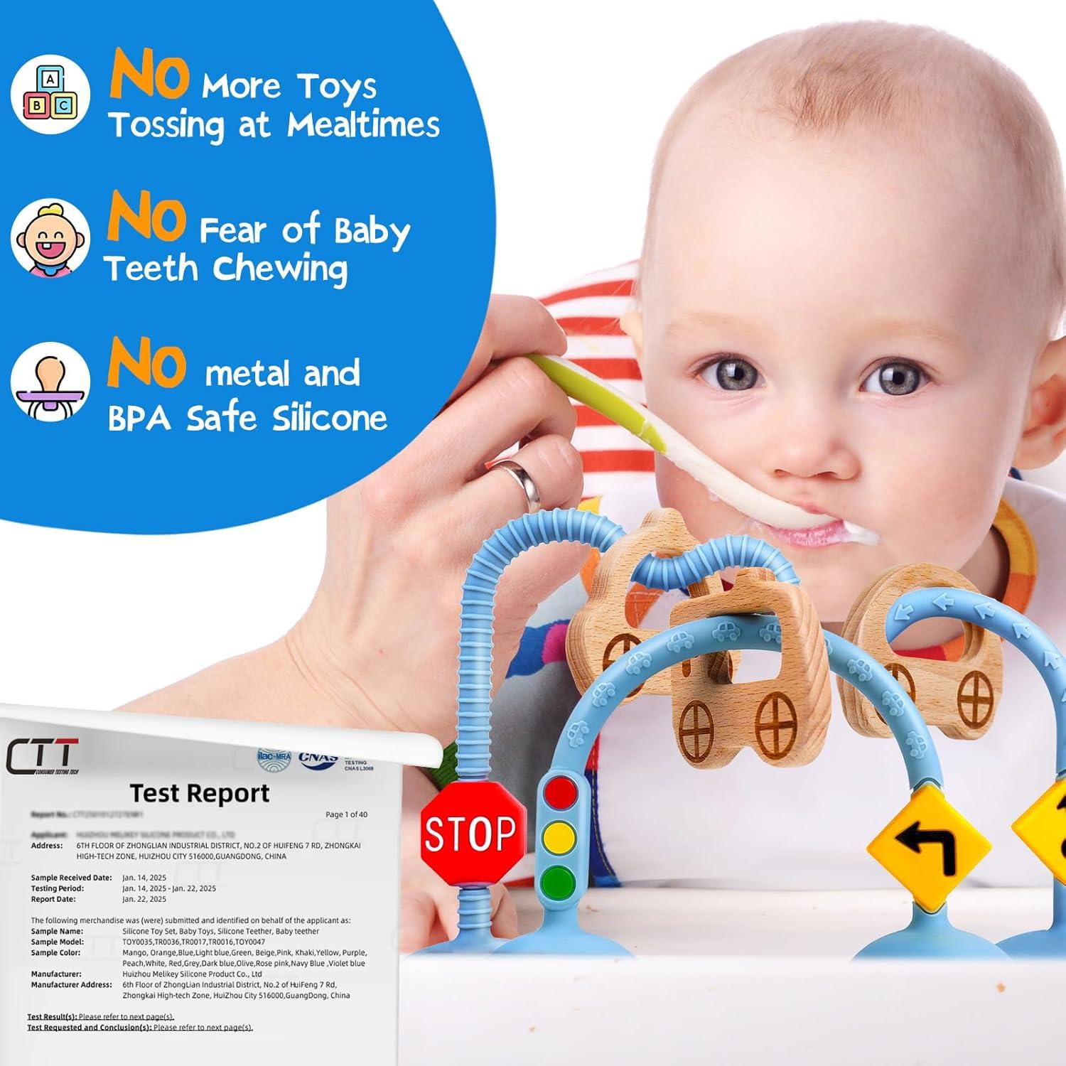 Juguete Sensorial con Ventosa para Bebés - Tráfico Azul