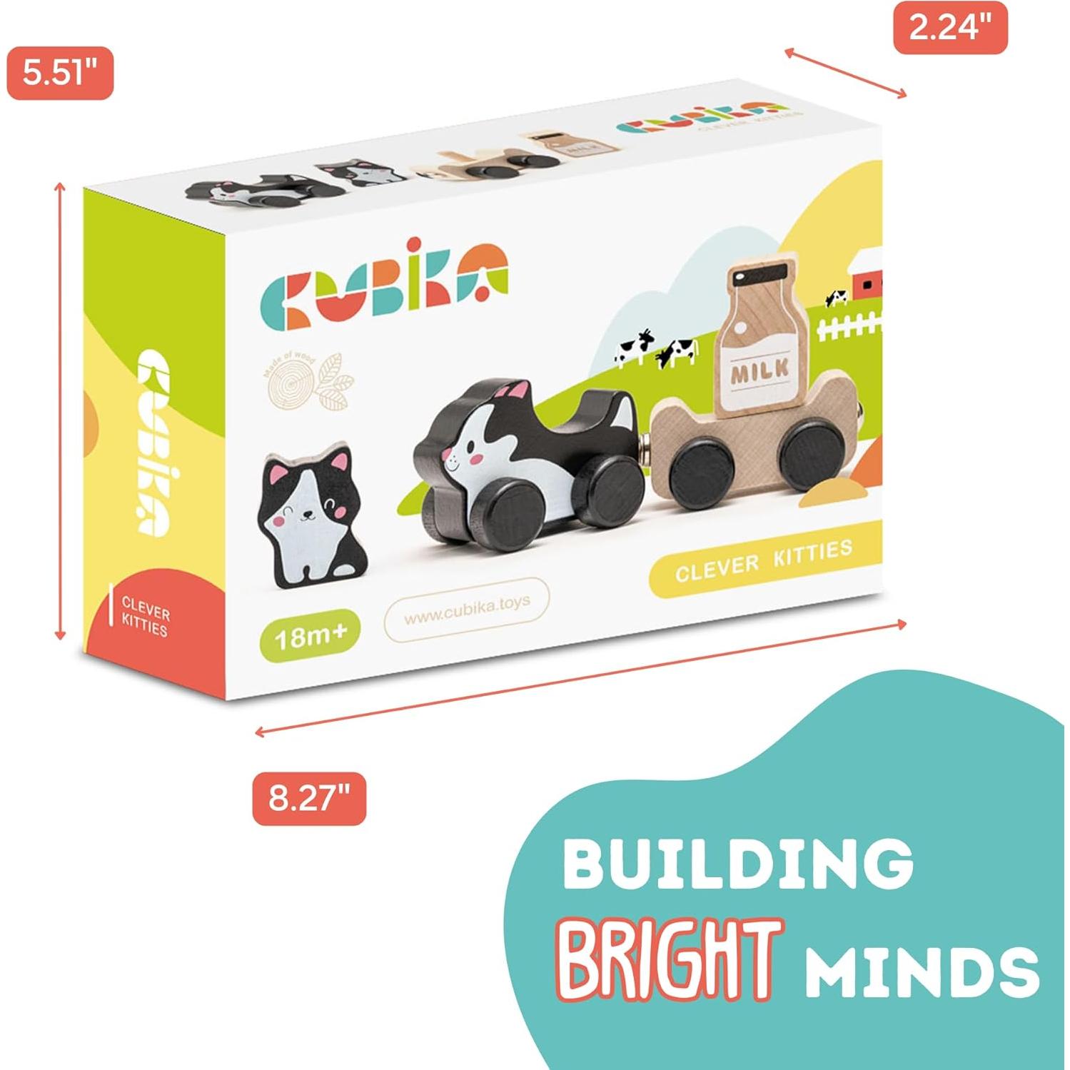 Juguete de tren de madera Clever Kitties - Montessori 18 meses