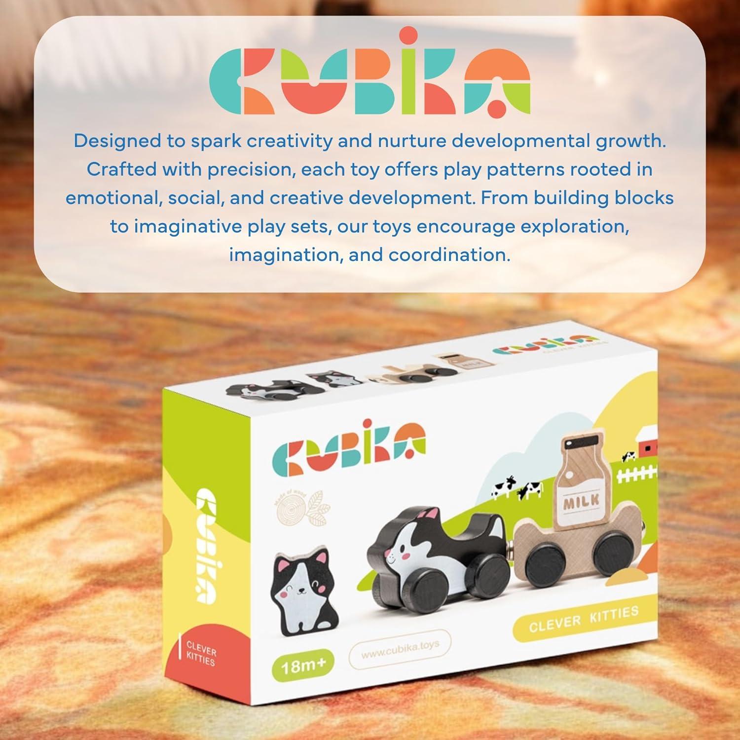 Juguete de tren de madera Clever Kitties - Montessori 18 meses