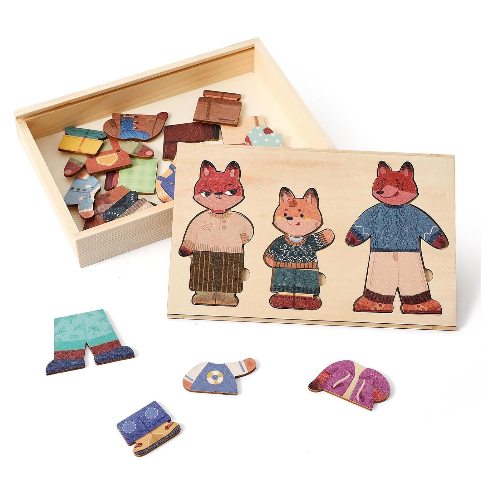 Rompecabezas de Madera Bopoobo Familia de Zorros 19x15 cm