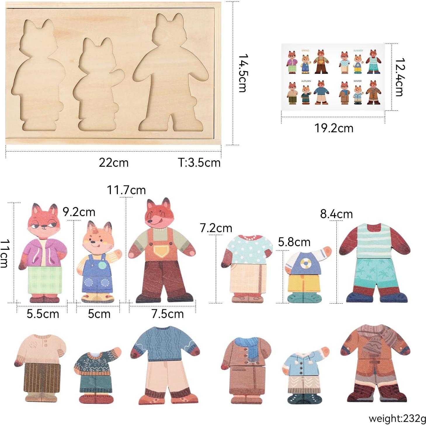 Rompecabezas de Madera Bopoobo Familia de Zorros 19x15 cm