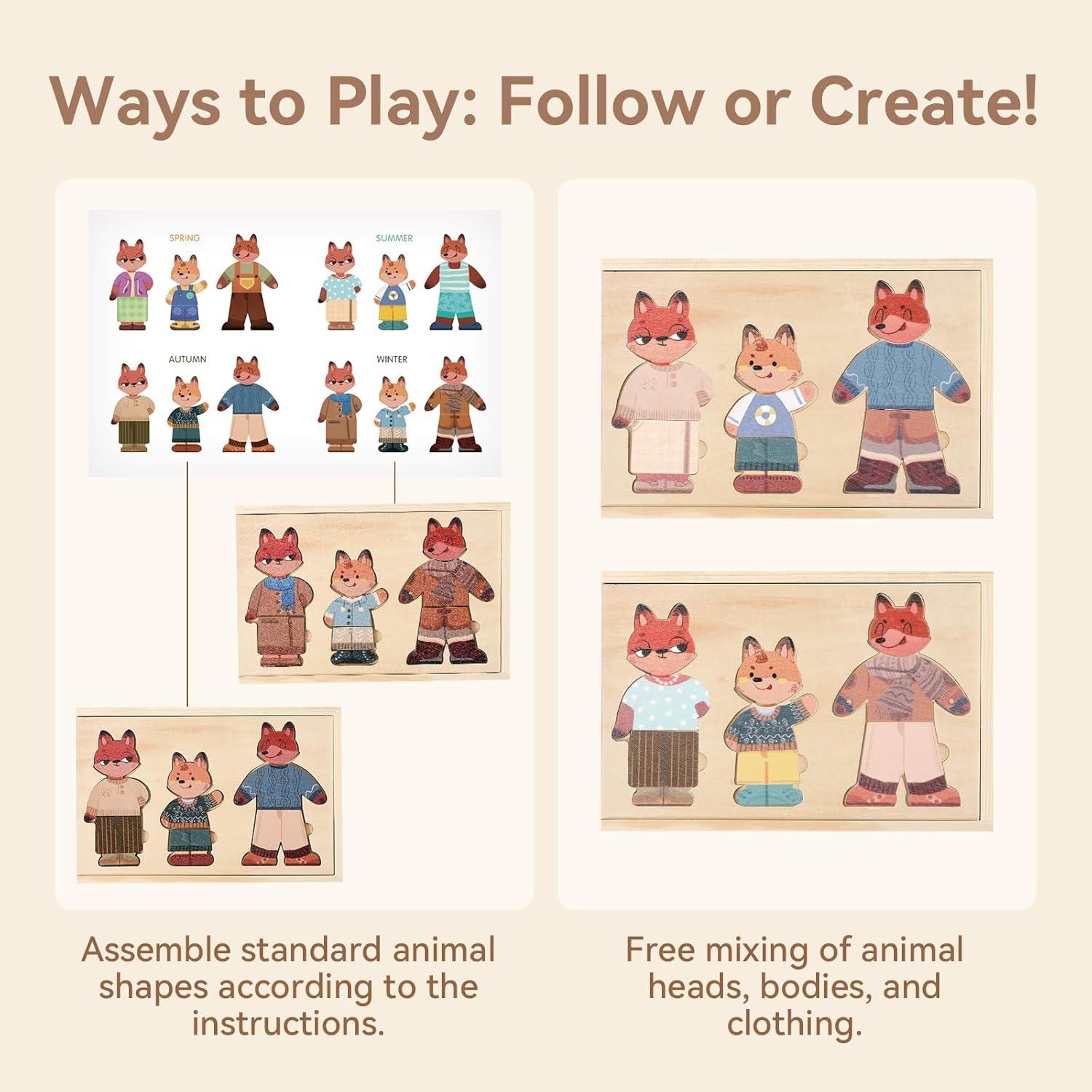 Rompecabezas de Madera Bopoobo Familia de Zorros 19x15 cm