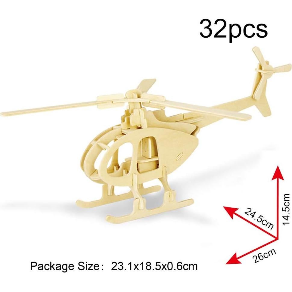 Rompecabezas de Madera 3D Georgie Porgy - Biplano, Helicóptero, Avión Civil