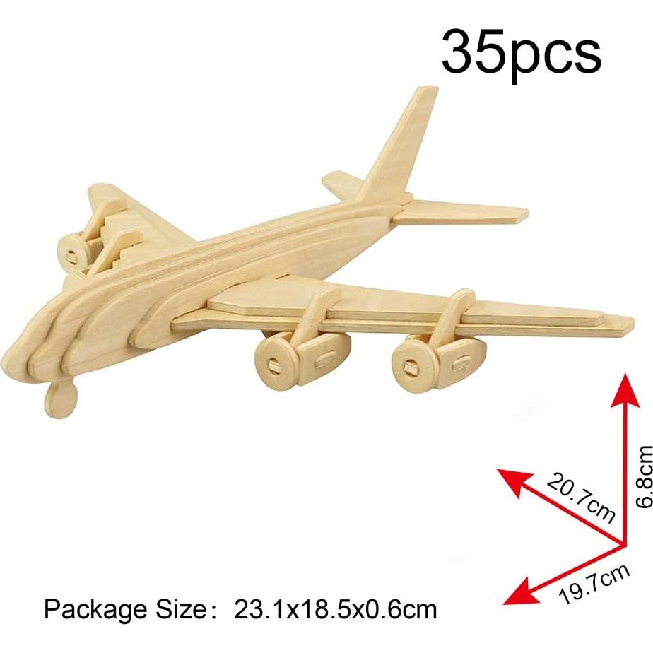 Rompecabezas de Madera 3D Georgie Porgy - Biplano, Helicóptero, Avión Civil