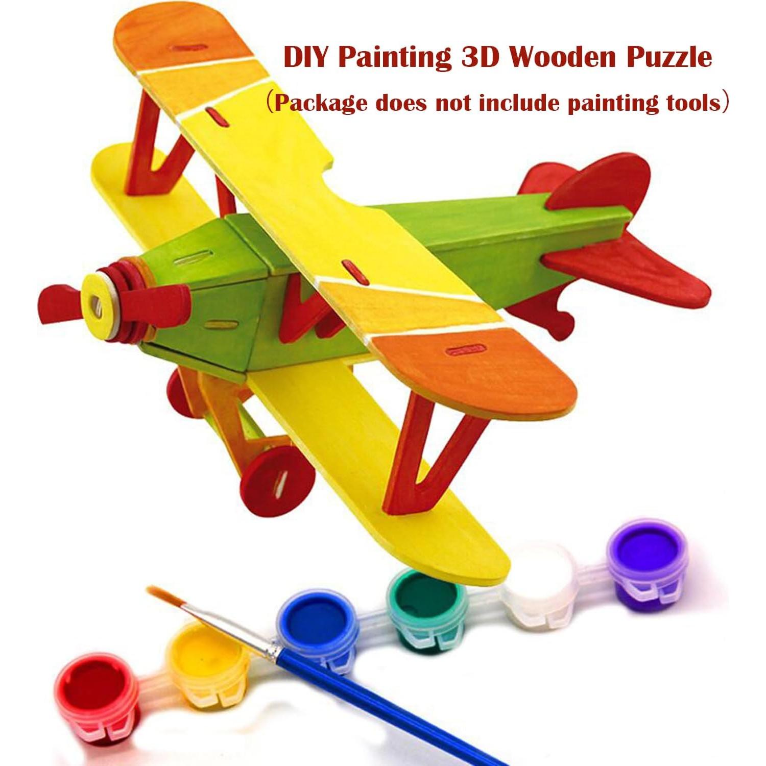 Rompecabezas de Madera 3D Georgie Porgy - Biplano, Helicóptero, Avión Civil